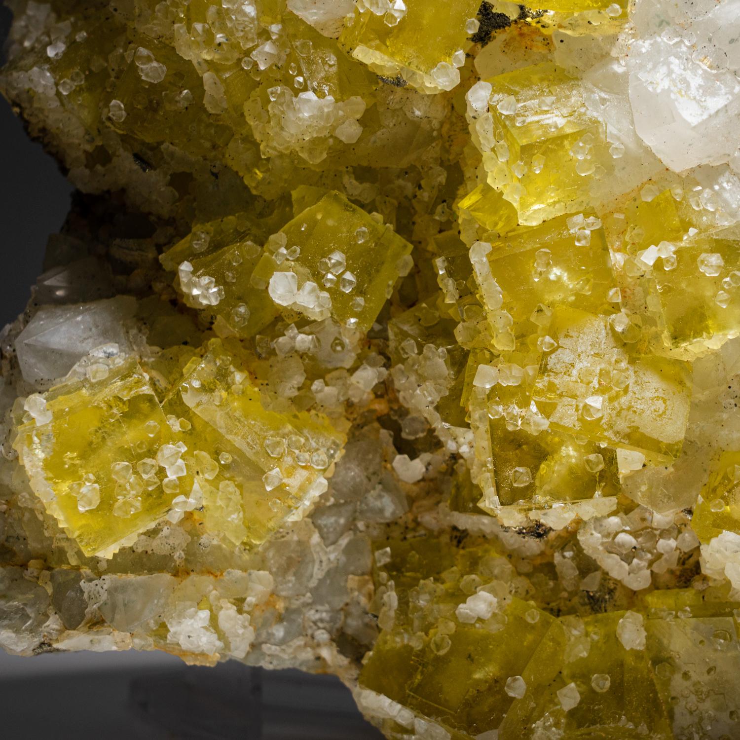 Crystal Yellow Fluorite with Quartz from Moscona Mine, Villabona District, Asturias, Spa For Sale