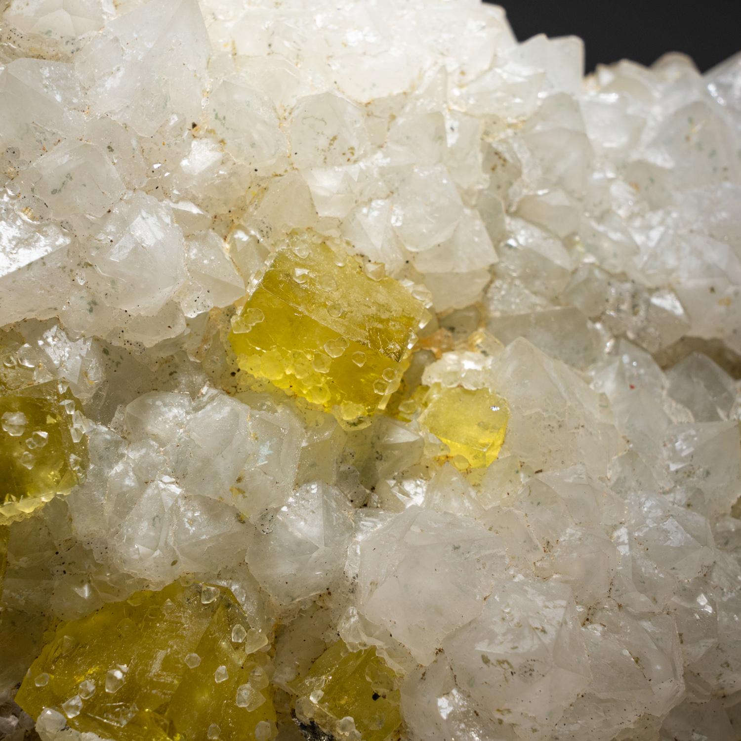 Yellow Fluorite with Quartz from Moscona Mine, Villabona District, Asturias, Spa For Sale 1