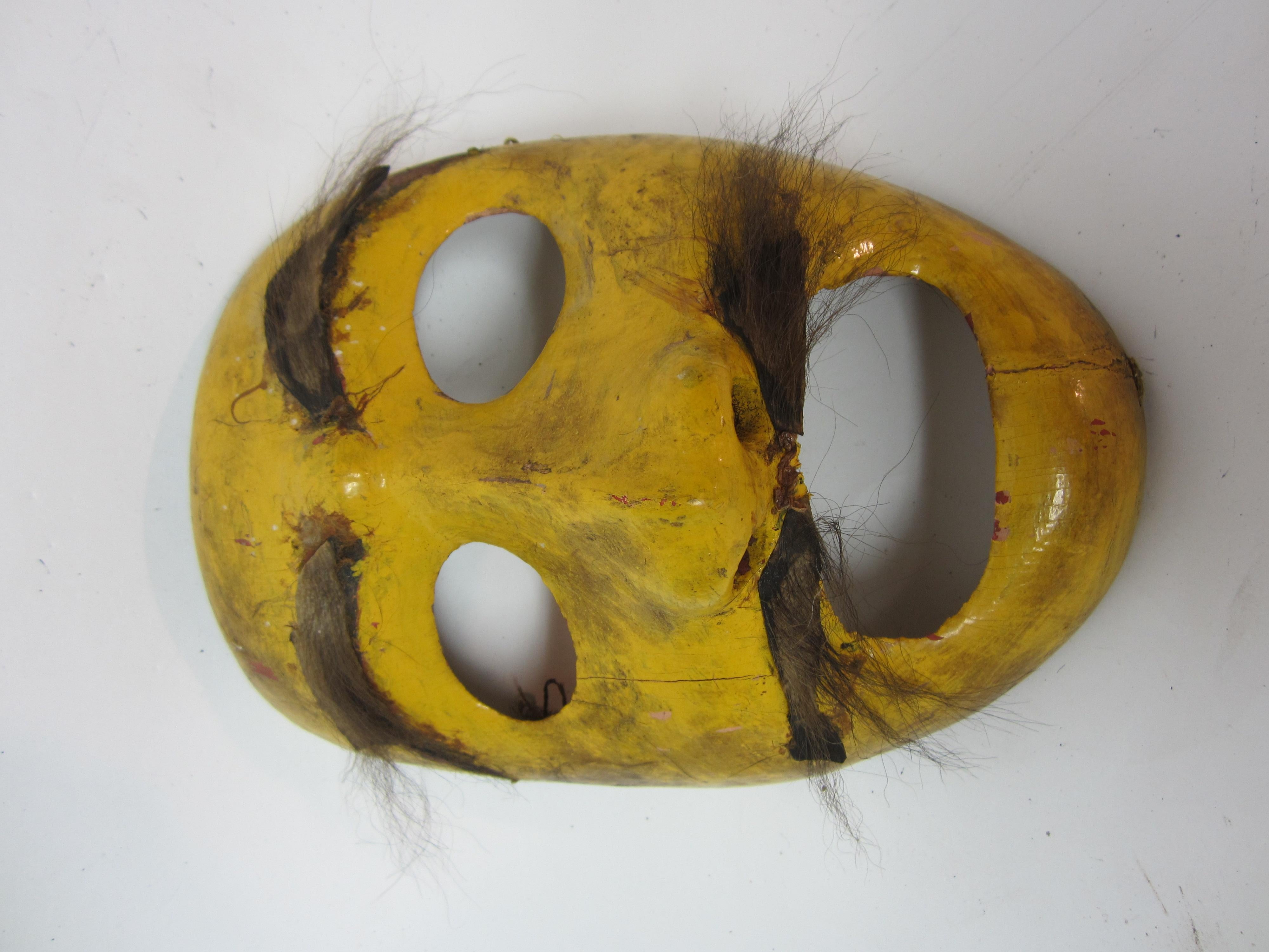 20th Century Yellow Folk Art Mask