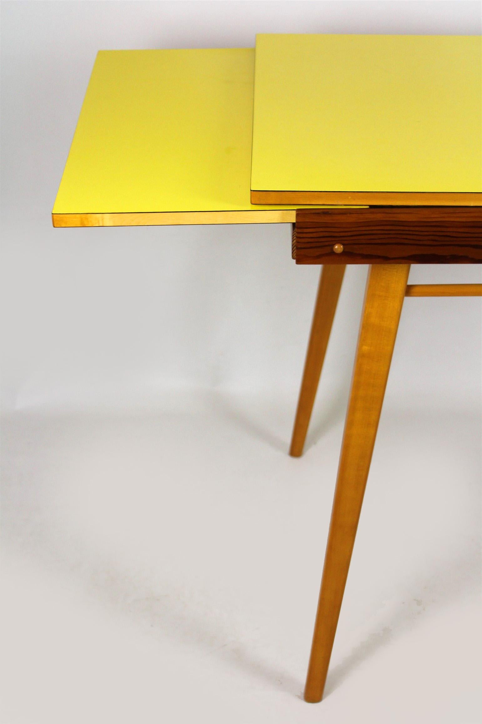 Czech Yellow Formica Folding Dining Table, 1960s