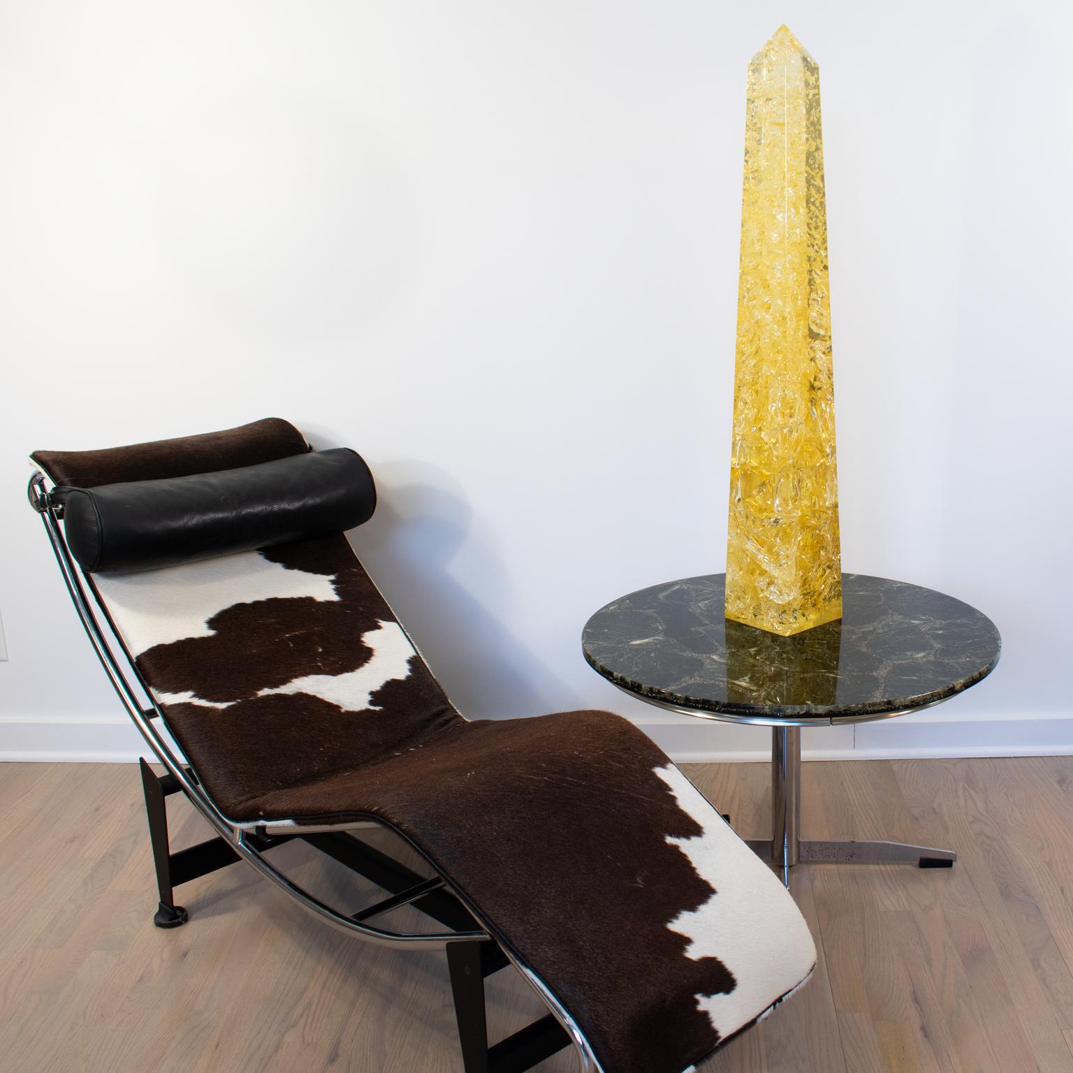 Yellow Fractal Resin Obelisk by Pierre Giraudon, circa 1970 For Sale 5