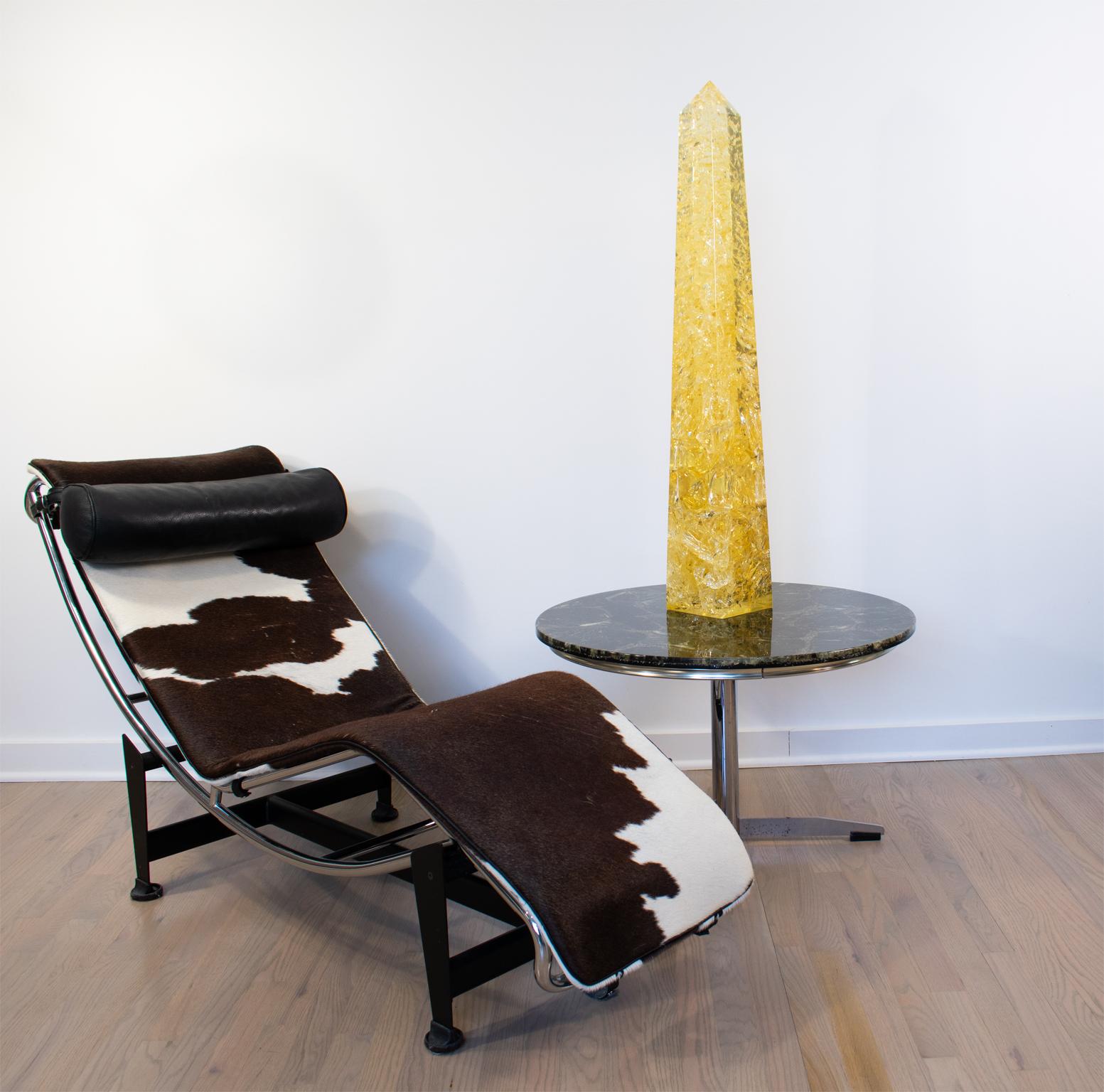 Modern Yellow Fractal Resin Obelisk by Pierre Giraudon, circa 1970 For Sale