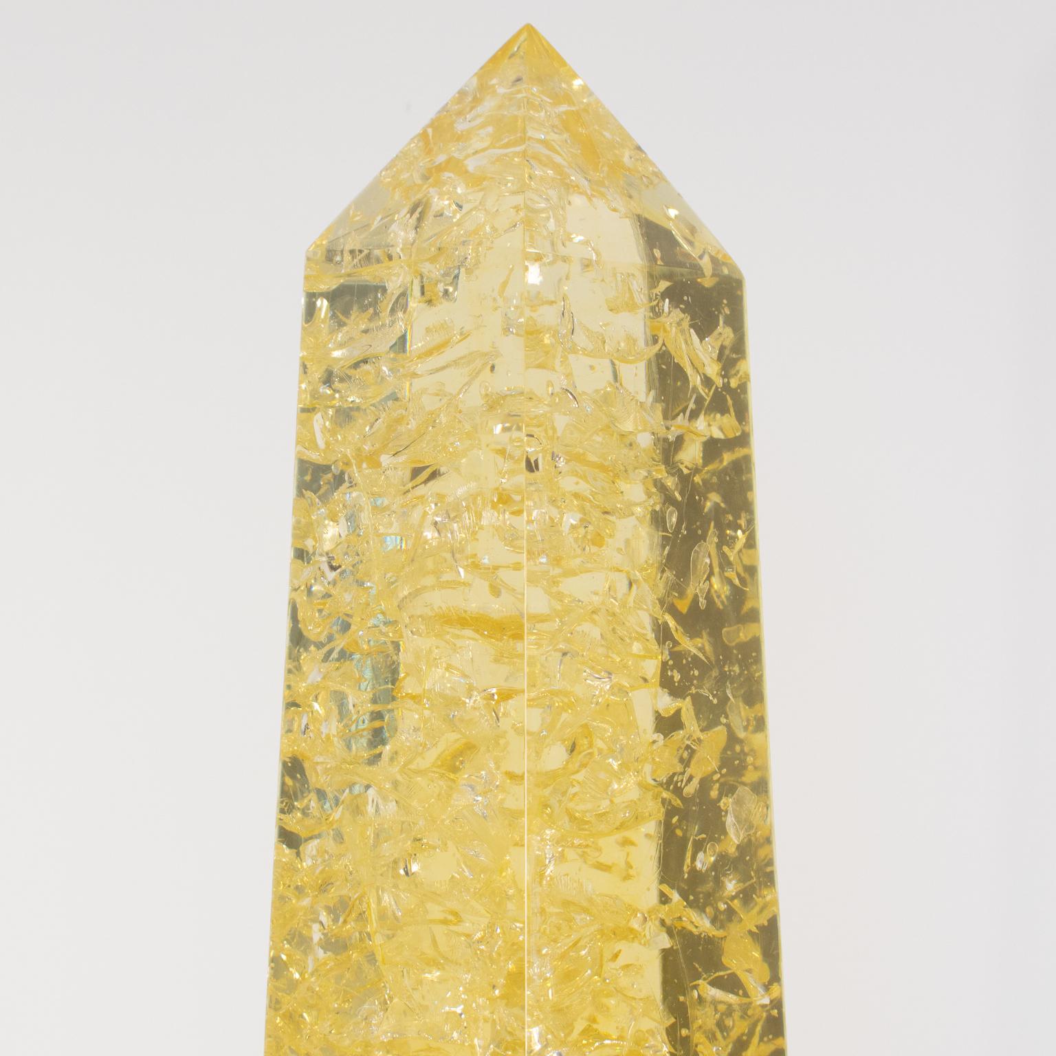 Yellow Fractal Resin Obelisk by Pierre Giraudon, circa 1970 In Good Condition For Sale In Atlanta, GA