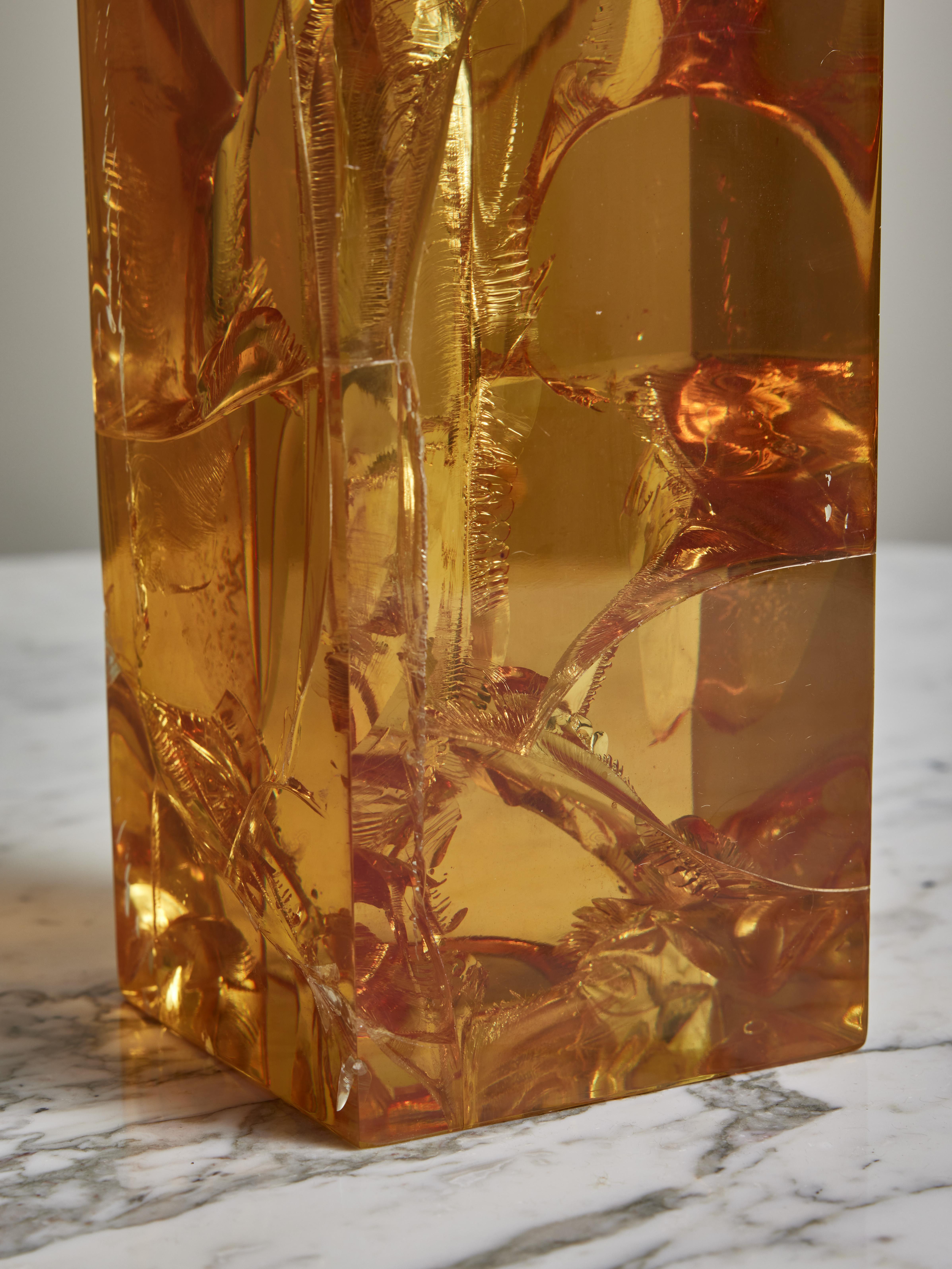 Late 20th Century Yellow Fractal Resin Table Lamp For Sale