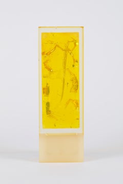 Yellow fractal resin table lamp, France, circa 1970