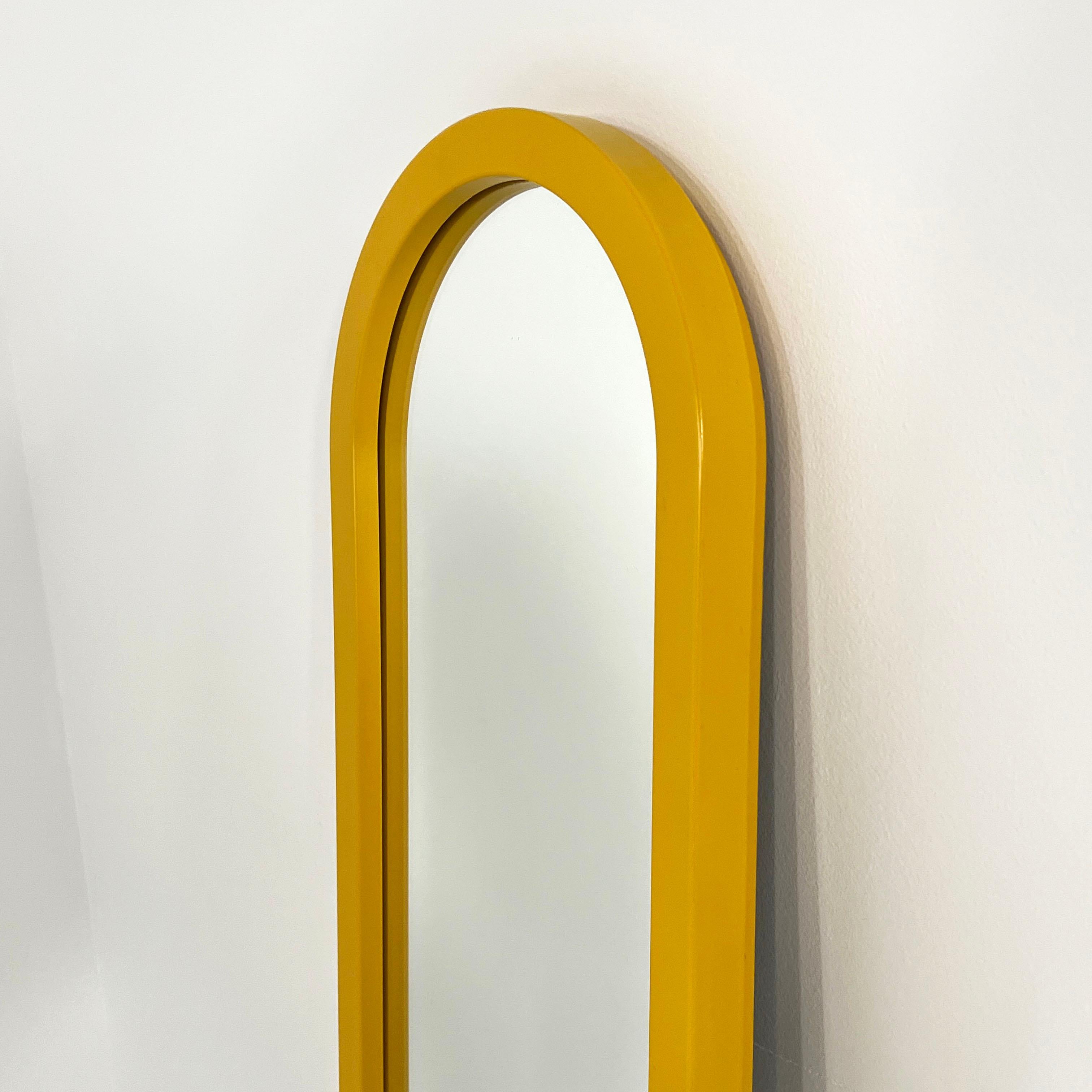 Italian Yellow Frame Mirror by Anna Castelli Ferrieri for Kartell, 1980s