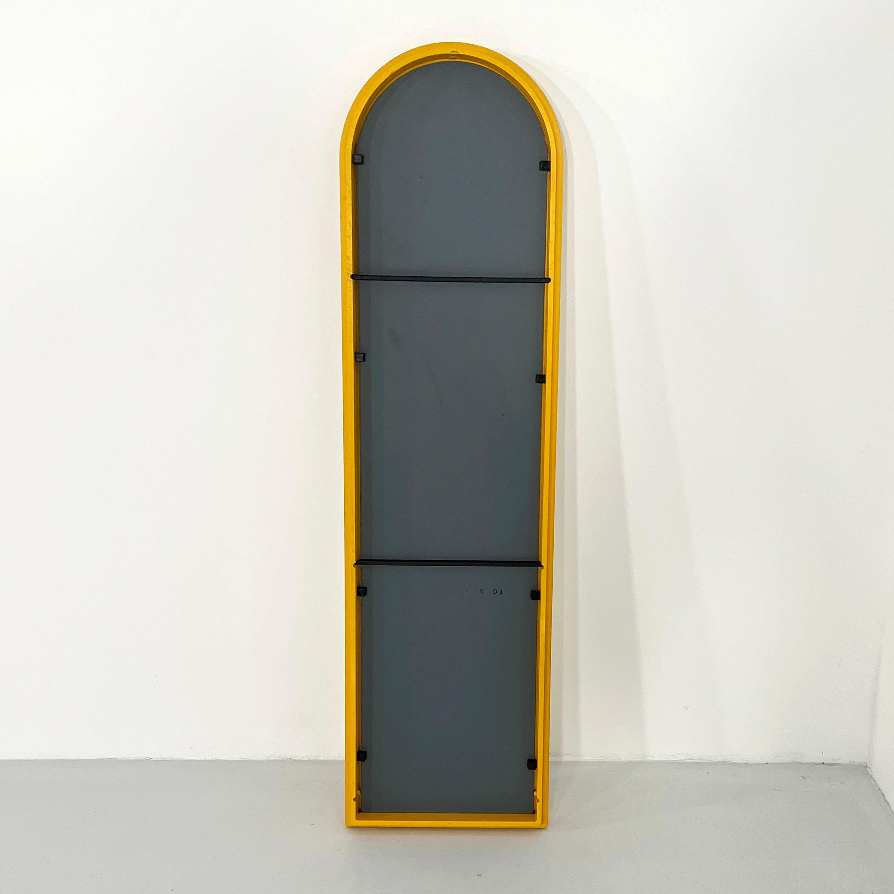 Glass Yellow Frame Mirror by Anna Castelli Ferrieri for Kartell, 1980s