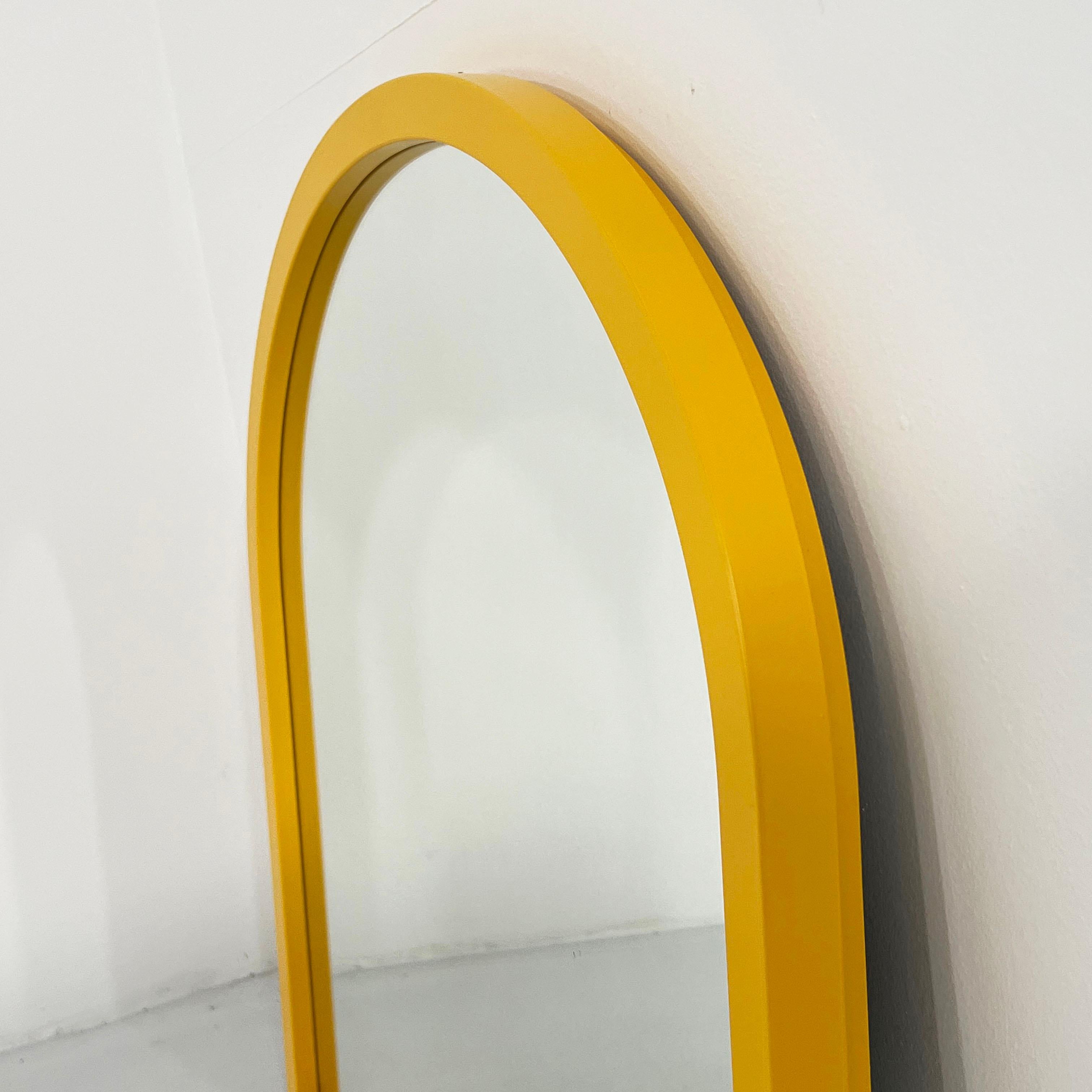 Italian Yellow Frame Mirror Model 4720 by Anna Castelli Ferrieri for Kartell, 1980s