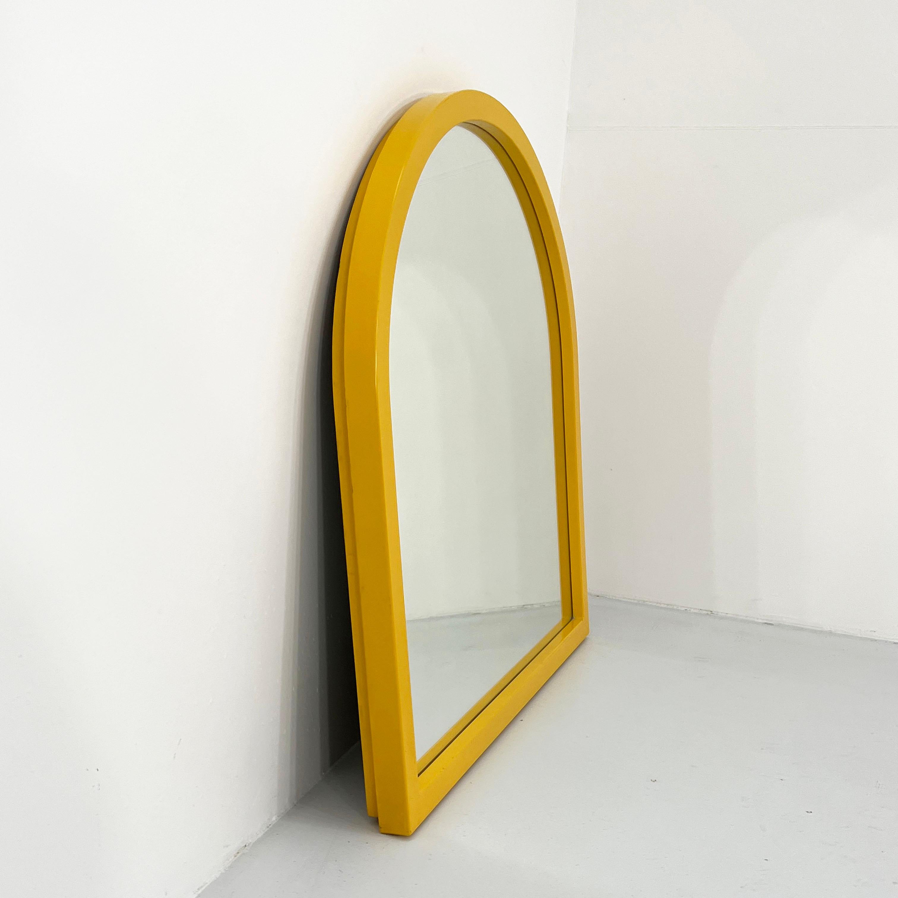 Italian Yellow Frame Mirror Model 4720 by Anna Castelli Ferrieri for Kartell, 1980s