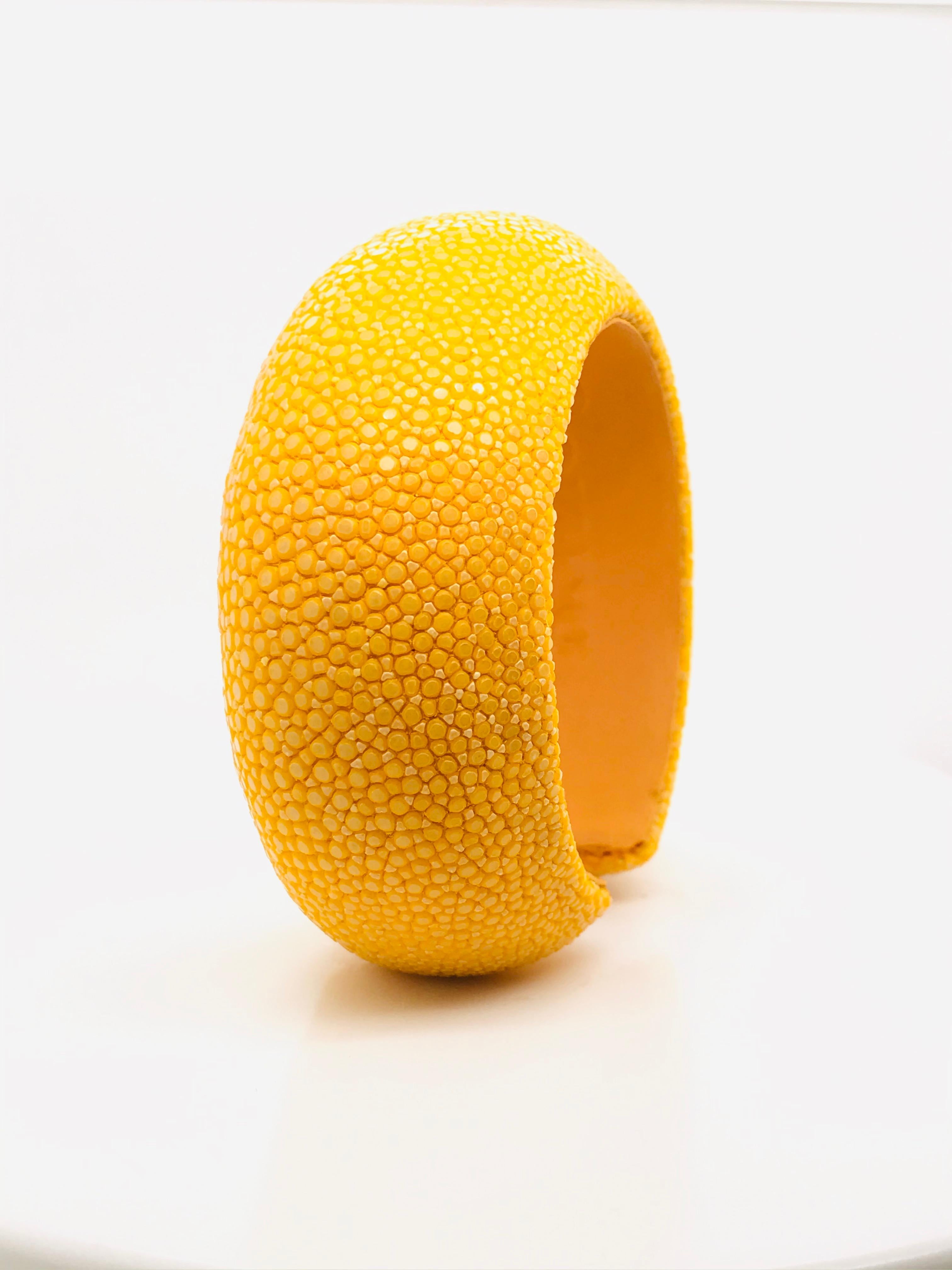 Yellow Galuchat Cuff Bracelet For Sale 1
