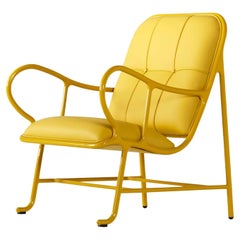 Yellow Gardenias Armchair Living Room with High-Gloss Leather Finish