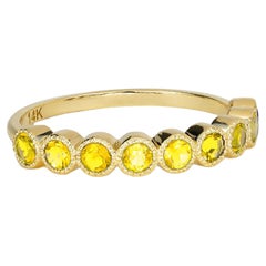 Yellow gem half eternity 14k gold ring