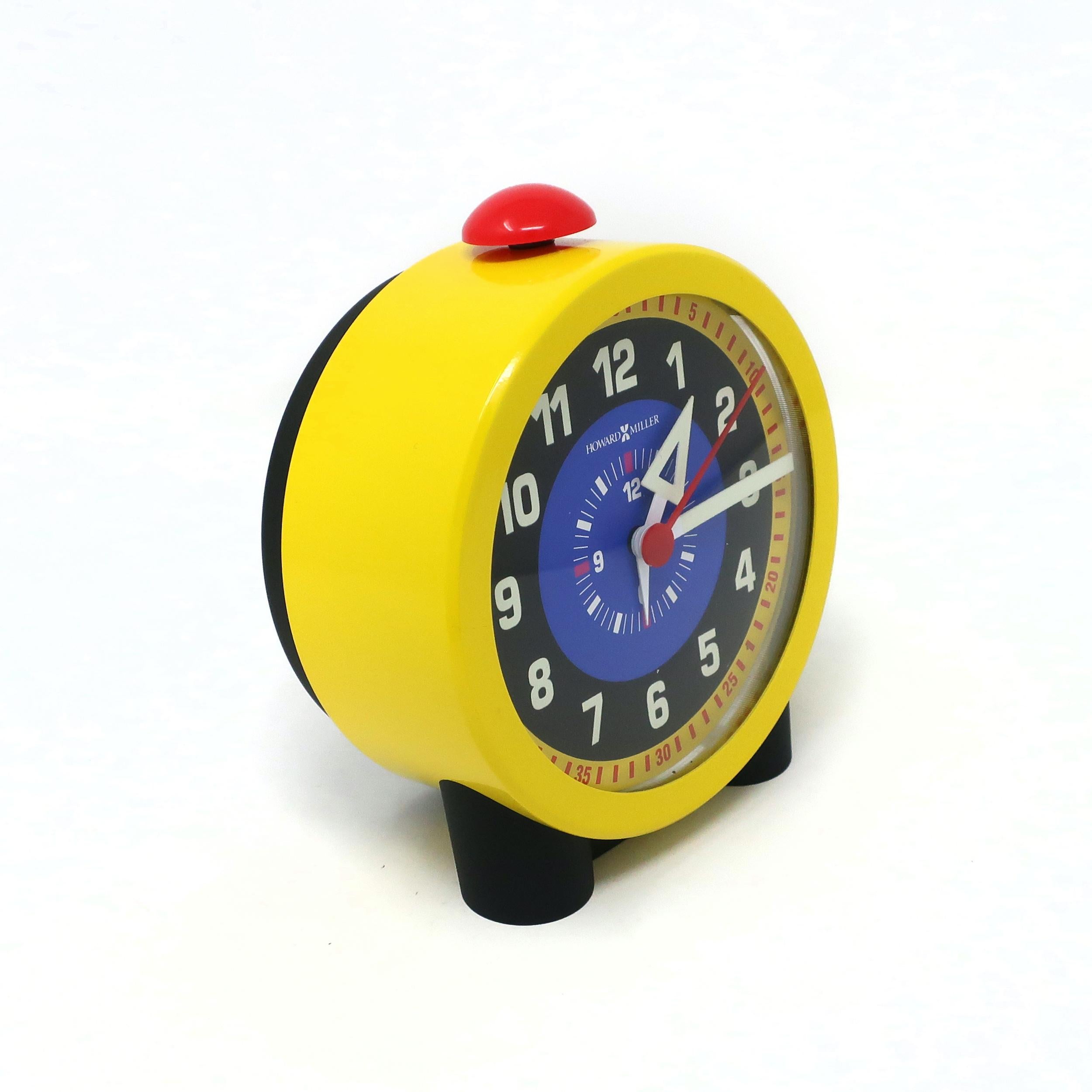 Yellow George Nelson Style Alarm Clark by Howard Miller In Good Condition In Brooklyn, NY