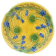 Yellow German Majolica Grape Plate, circa 1900