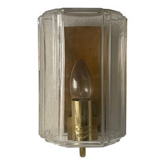 Yellow Glass & Brass Single Sconce by Limburg, 1960s, Germany