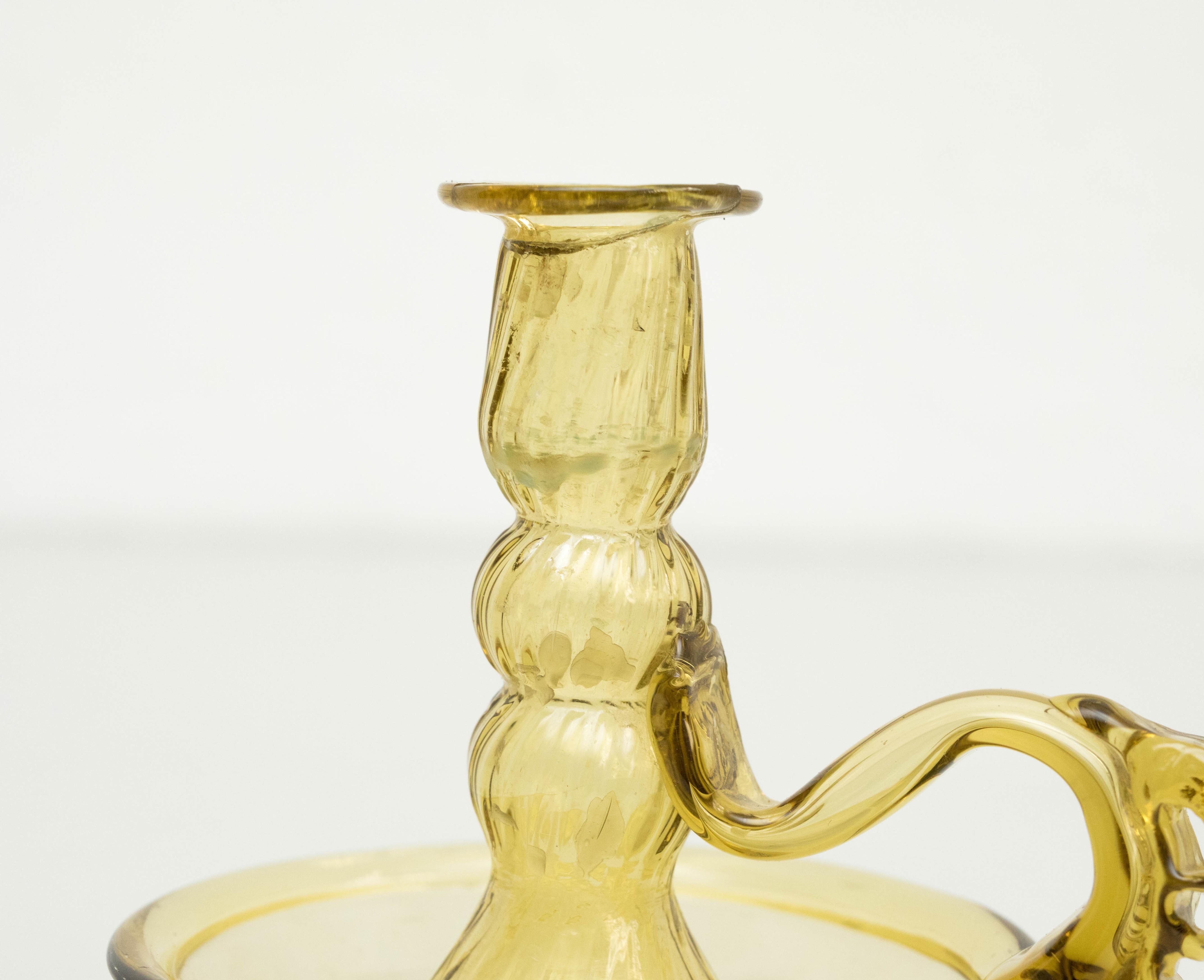 Mid-20th Century Yellow Glass Candle Holder, circa 1960