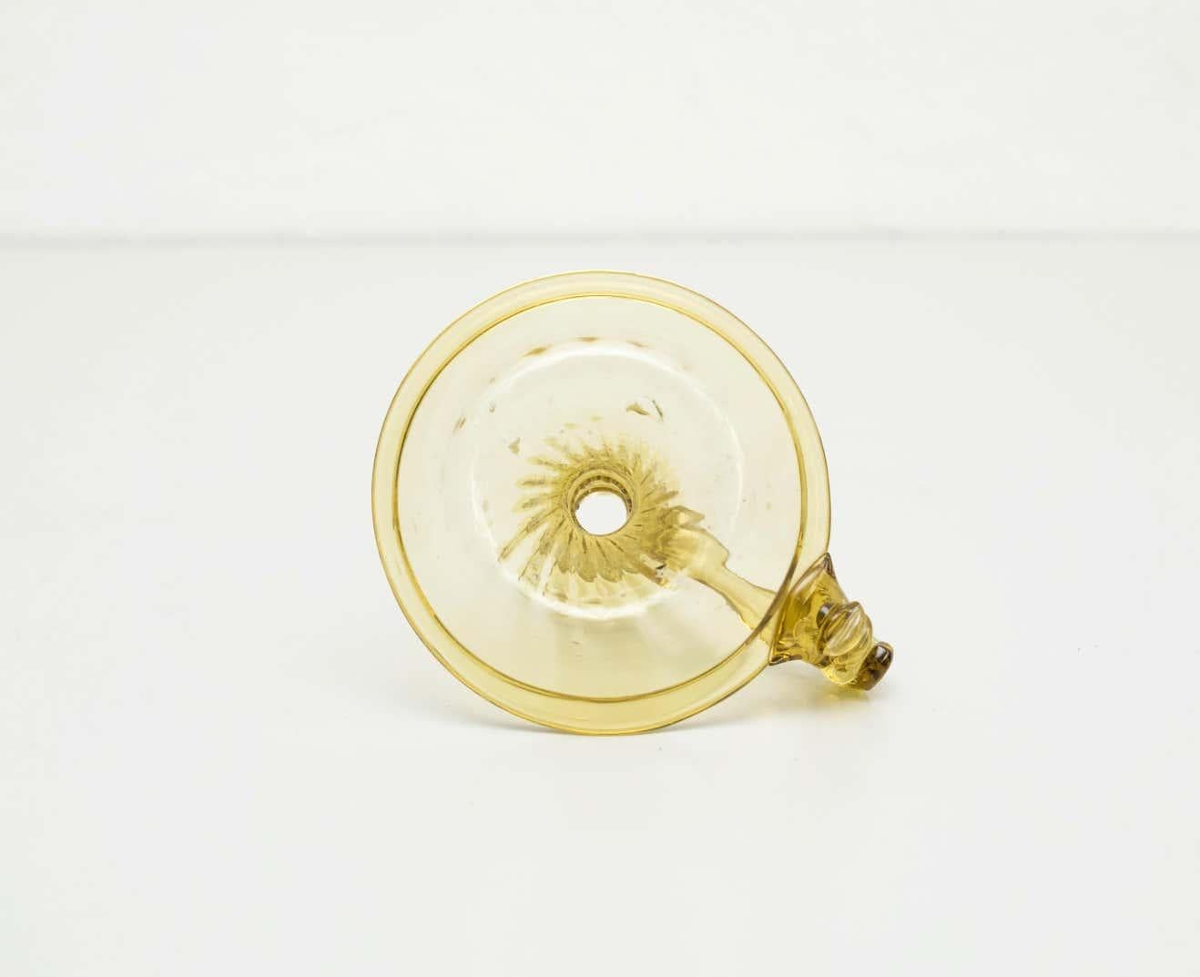 Yellow Glass Candle Holder, circa 1960 For Sale 1