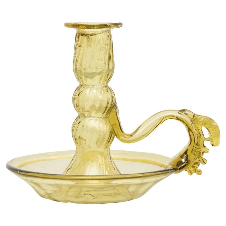 Yellow Glass Candle Holder, circa 1960 For Sale at 1stDibs