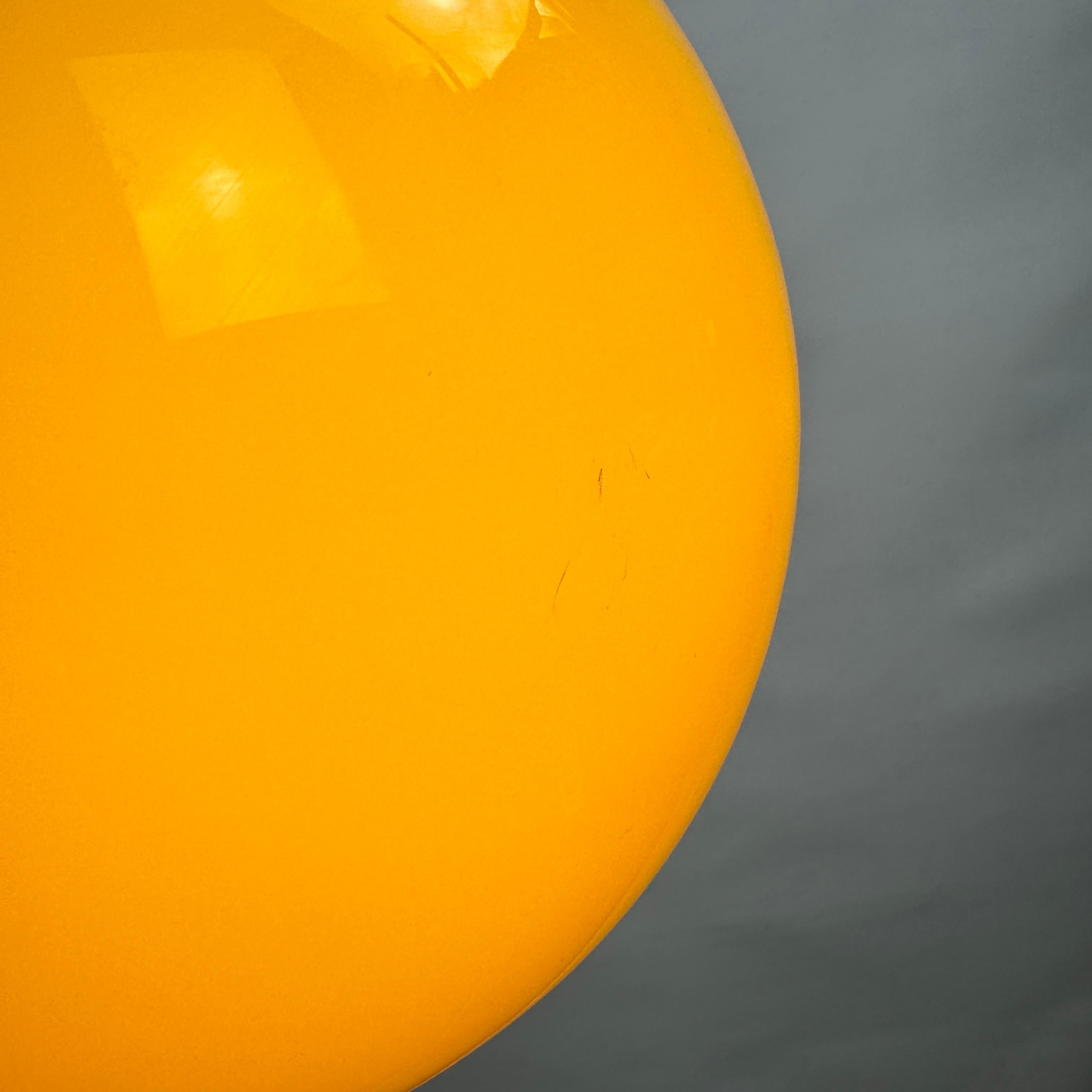 Yellow glass globe pendant light XL by Peill and Putzler 1960 In Excellent Condition For Sale In TERHEIJDEN, NB