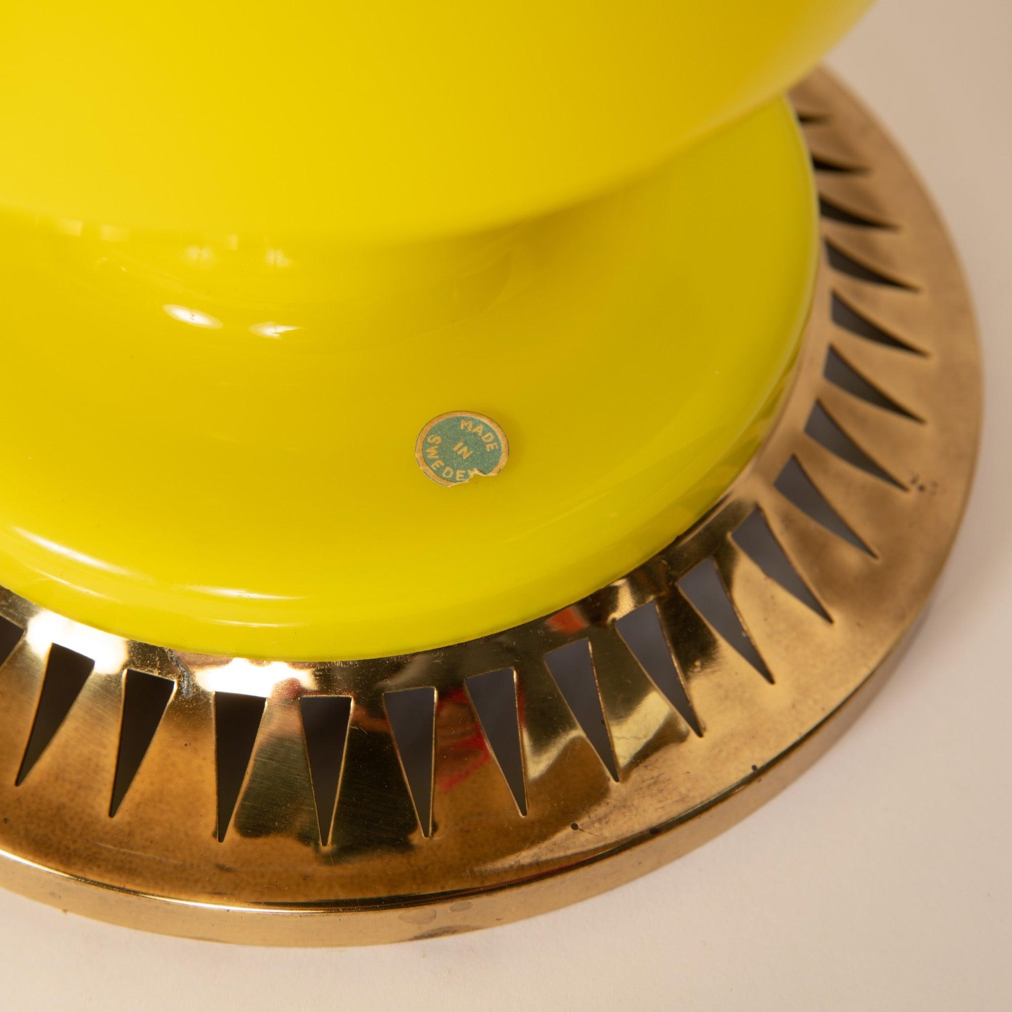 Yellow Glass Lantern Lamp by Hans-Agne Jakobsson for Markaryd In Fair Condition For Sale In Sagaponack, NY