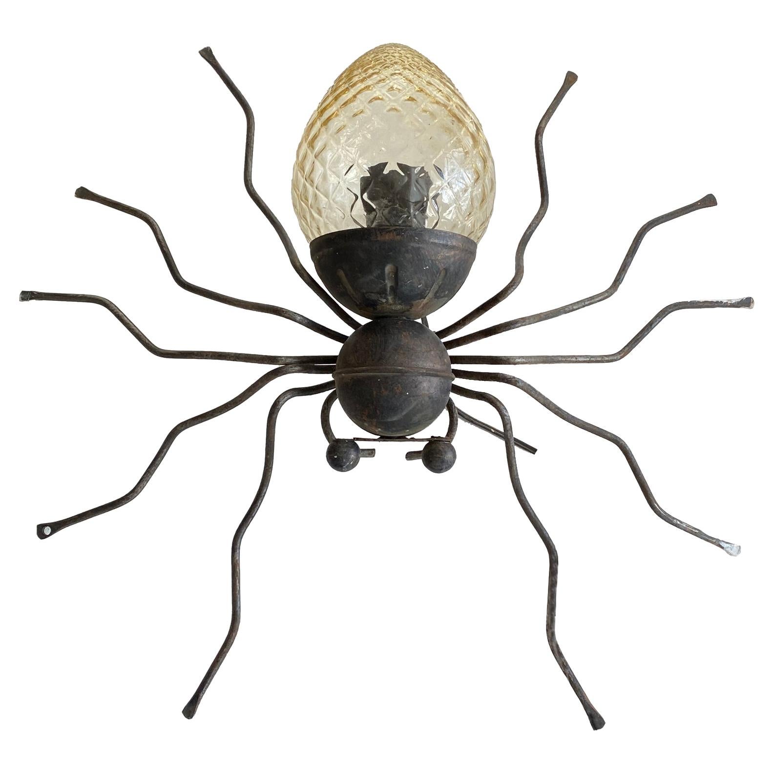 Yellow Glass Lucky Charm Spider Sconce from Illuminazione Rossini, Italy 1960s For Sale