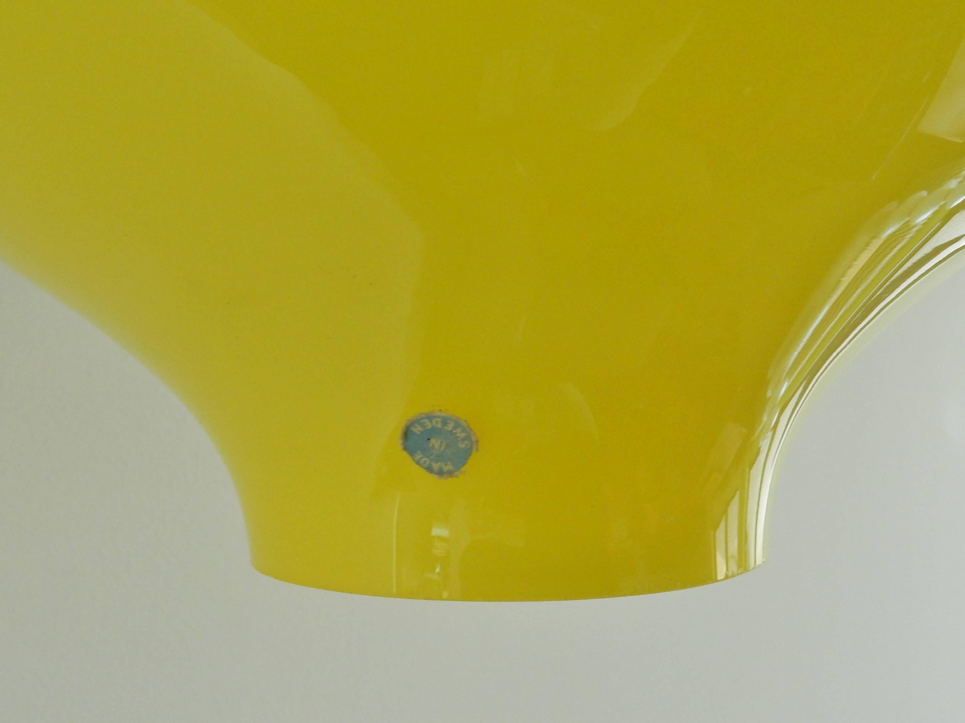 Swedish Yellow Glass Pendant Lamp by Hans Agne Jakobsson, Made in Sweden, 1960s