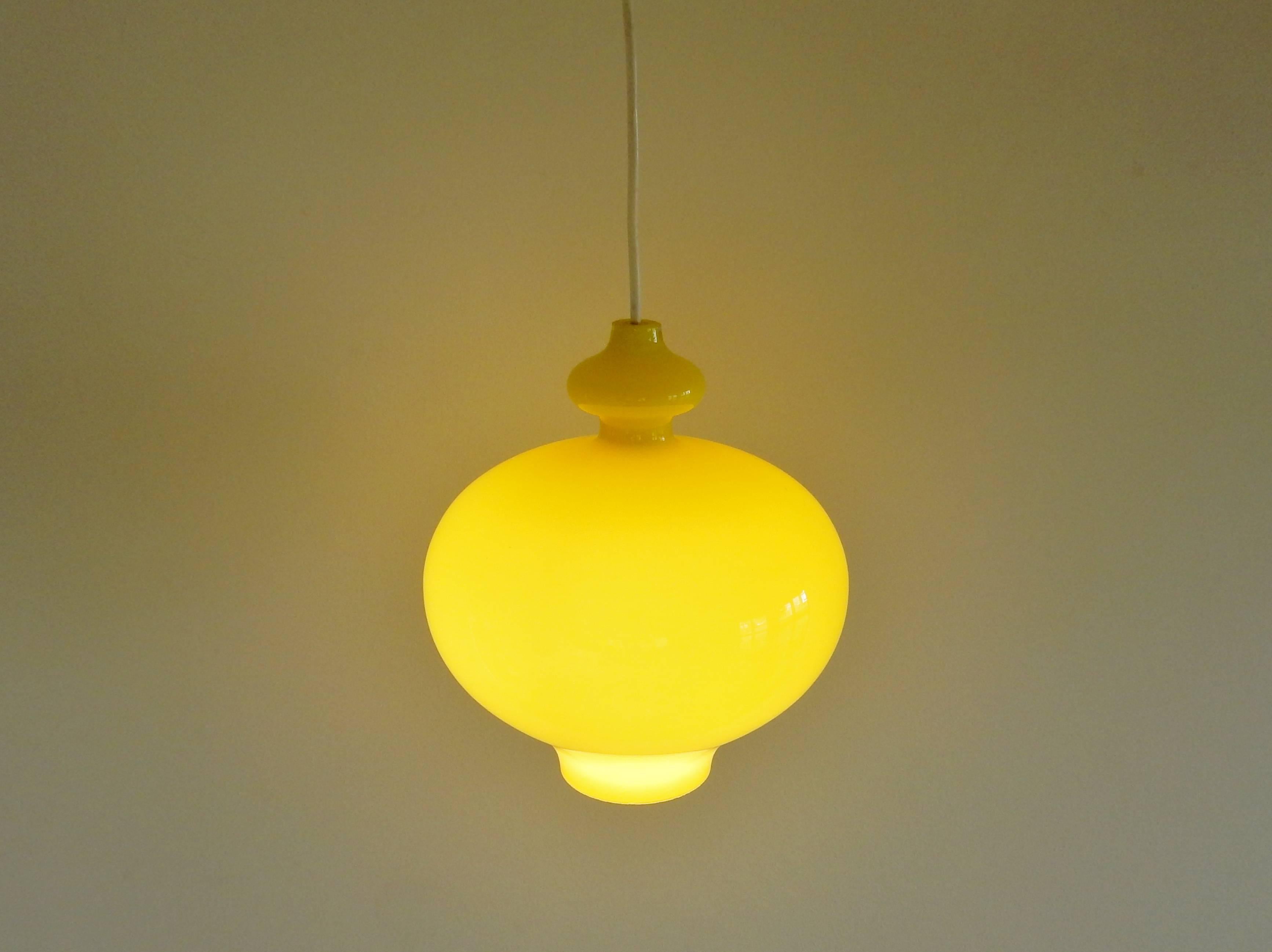 Yellow Glass Pendant Lamp by Hans Agne Jakobsson, Made in Sweden, 1960s 1