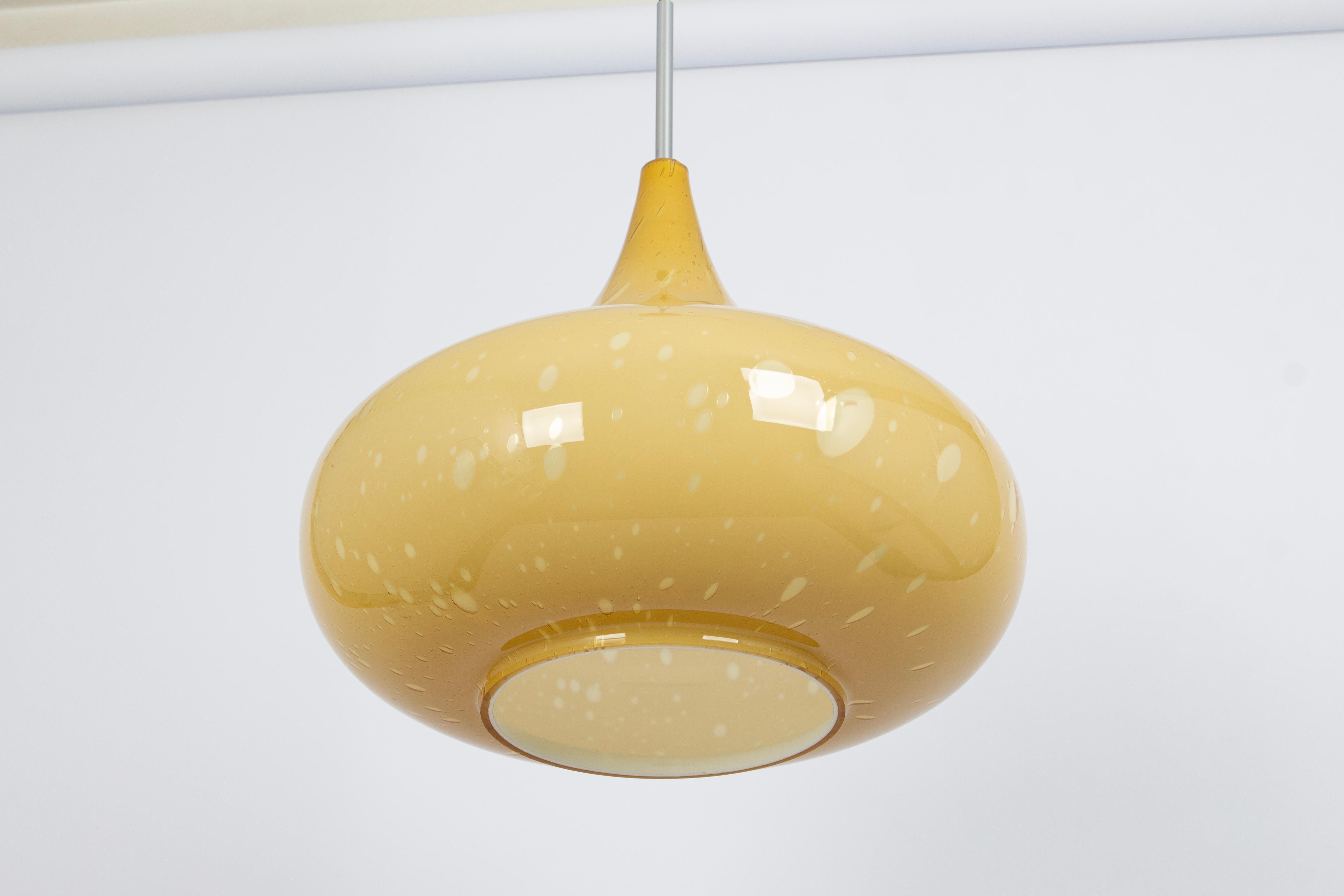 Yellow Glass Pendant Light Designed by Peill &Putzler, Germany, 1970s In Good Condition In Aachen, NRW