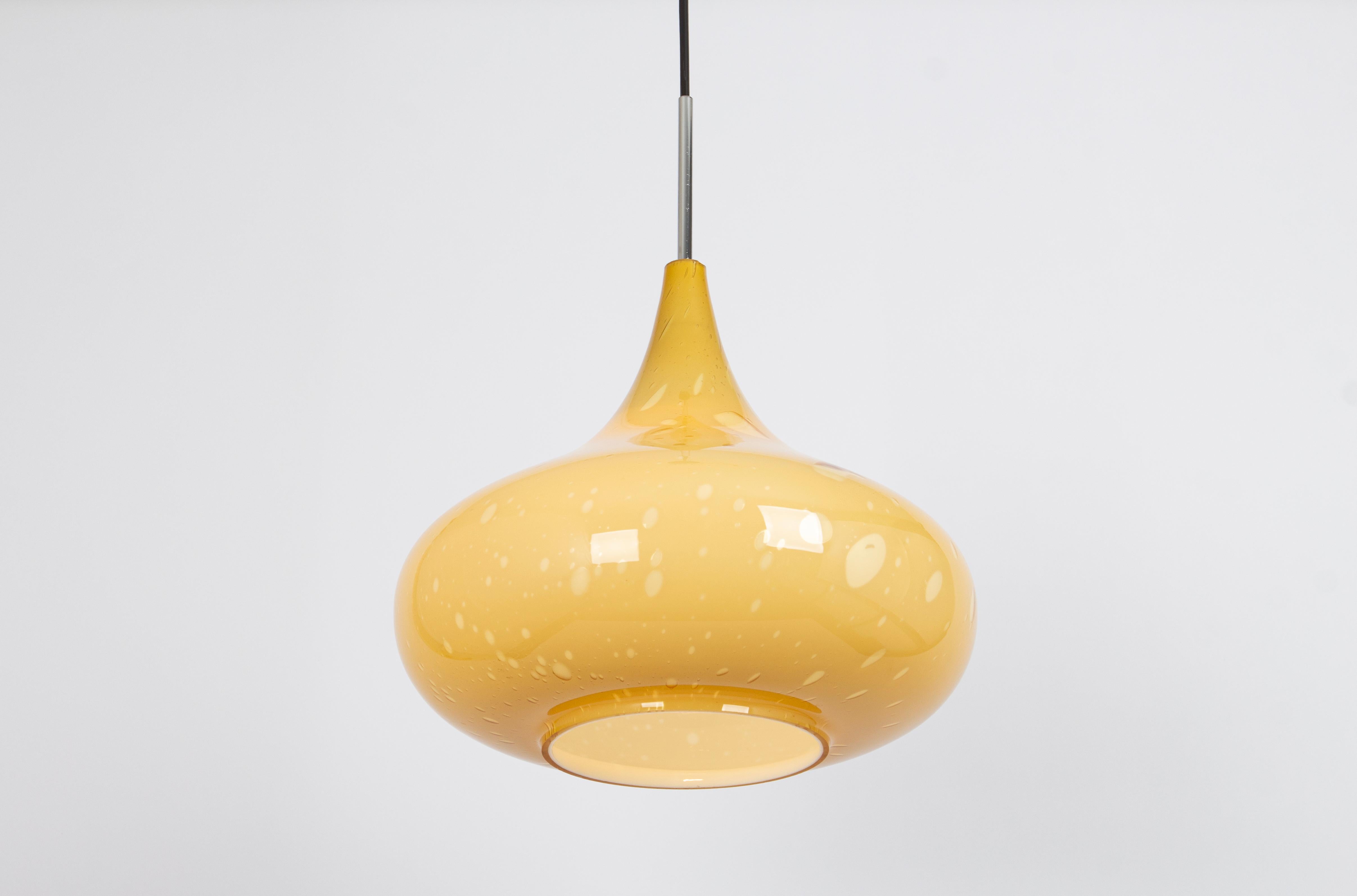 Late 20th Century Yellow Glass Pendant Light Designed by Peill &Putzler, Germany, 1970s
