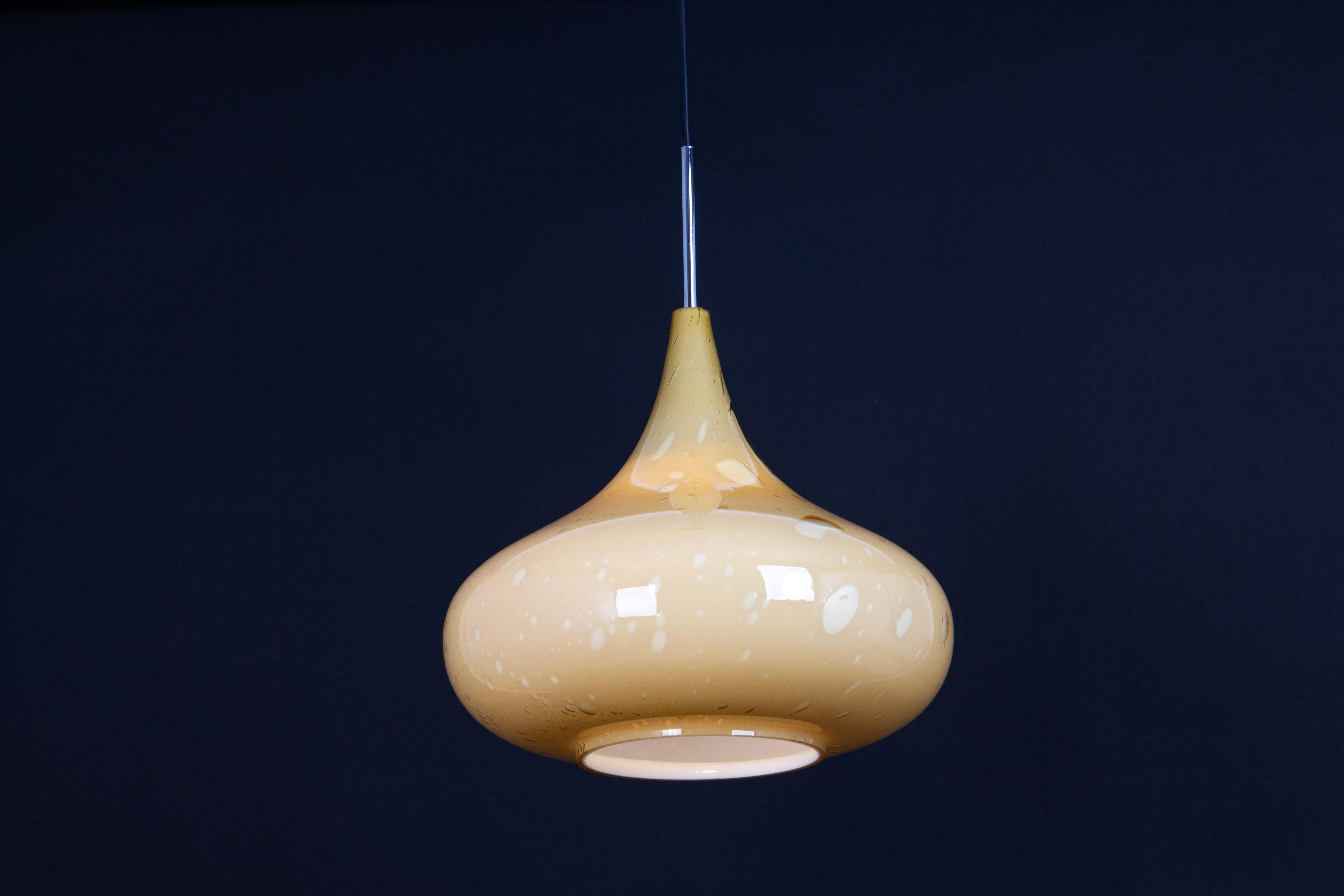 Yellow Glass Pendant Light Designed by Peill &Putzler, Germany, 1970s 1