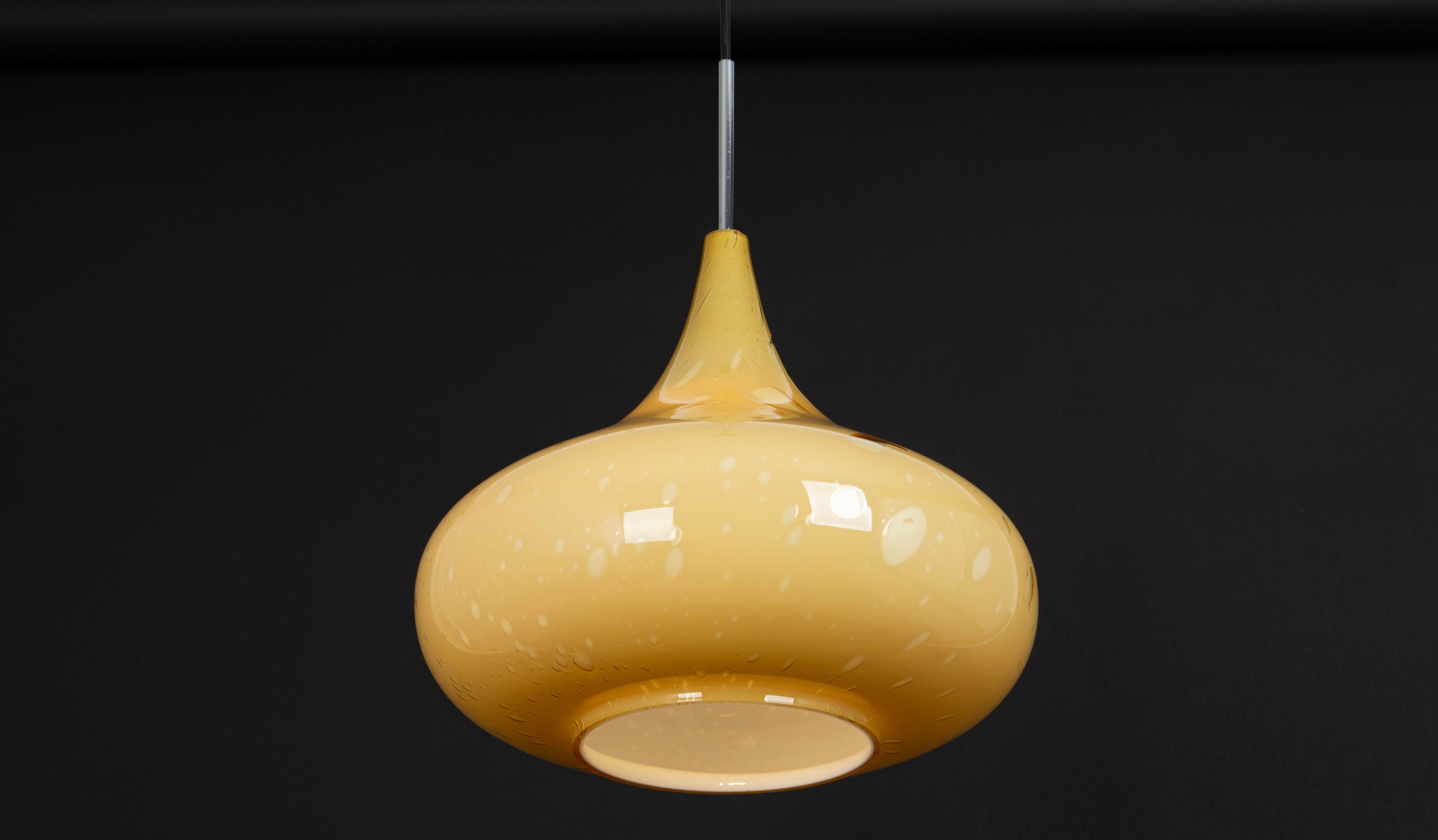 Yellow Glass Pendant Light Designed by Peill &Putzler, Germany, 1970s 3