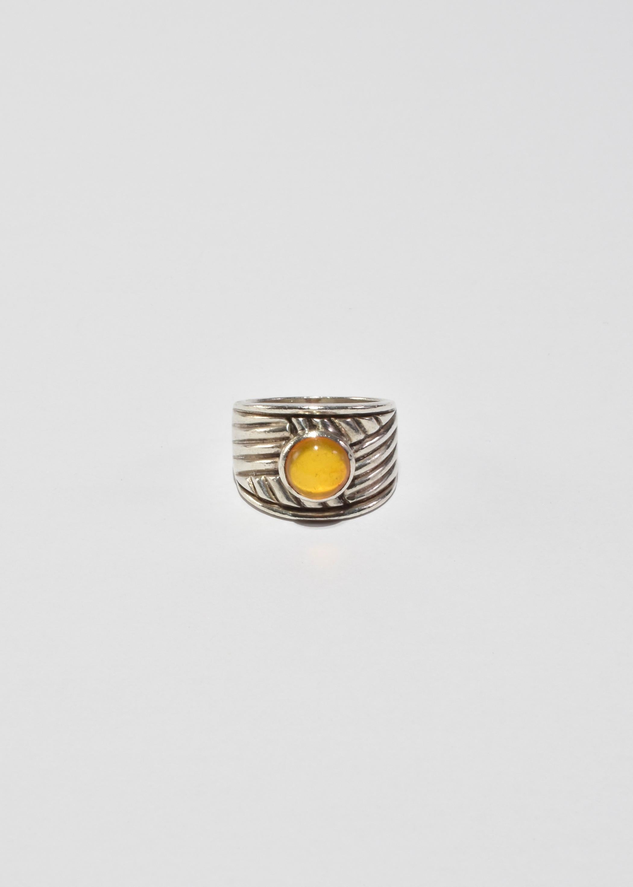 Modernist Yellow Glass Ring For Sale
