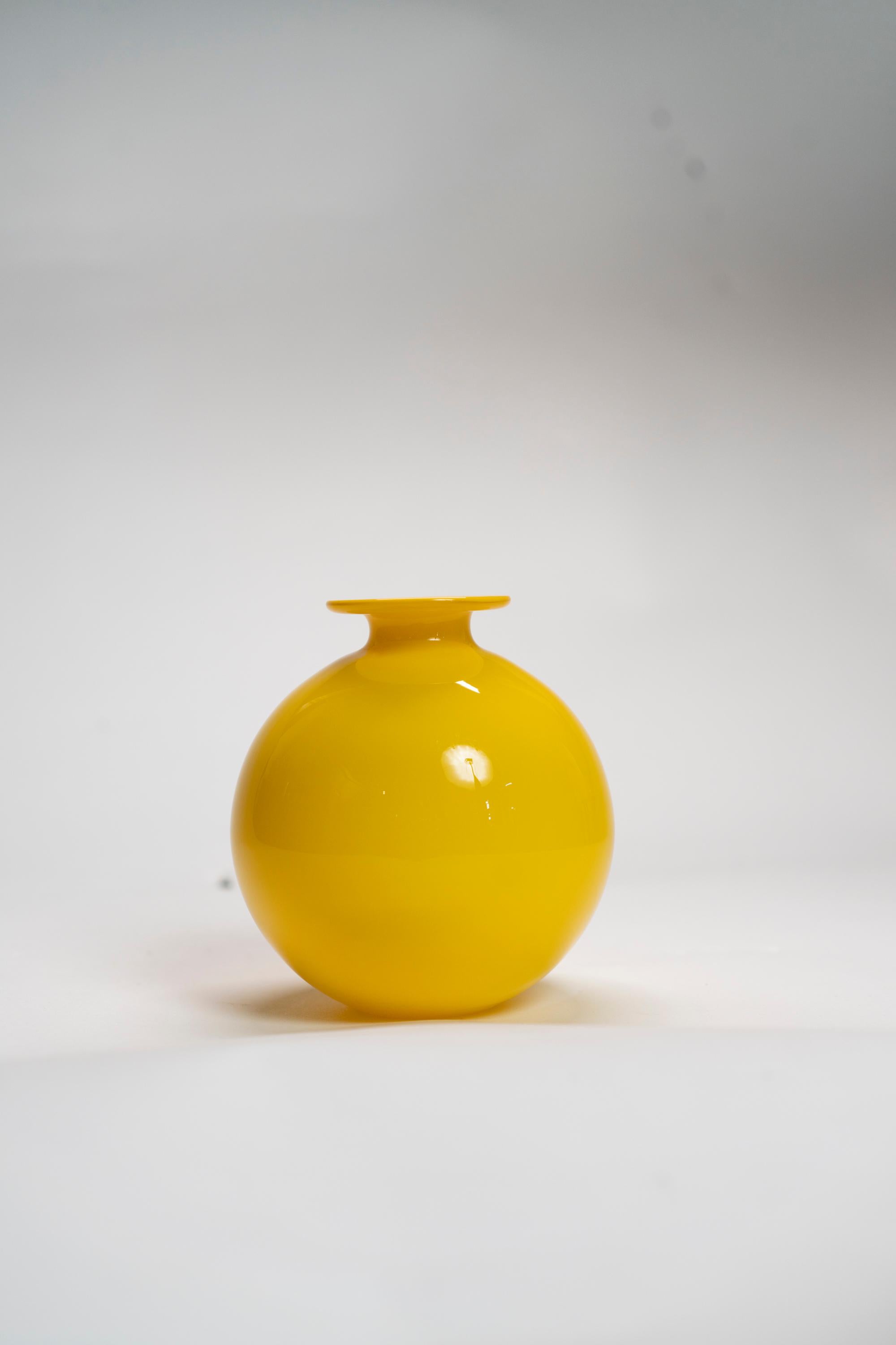Late 20th Century Yellow Glass Scandinavian Bottle For Sale