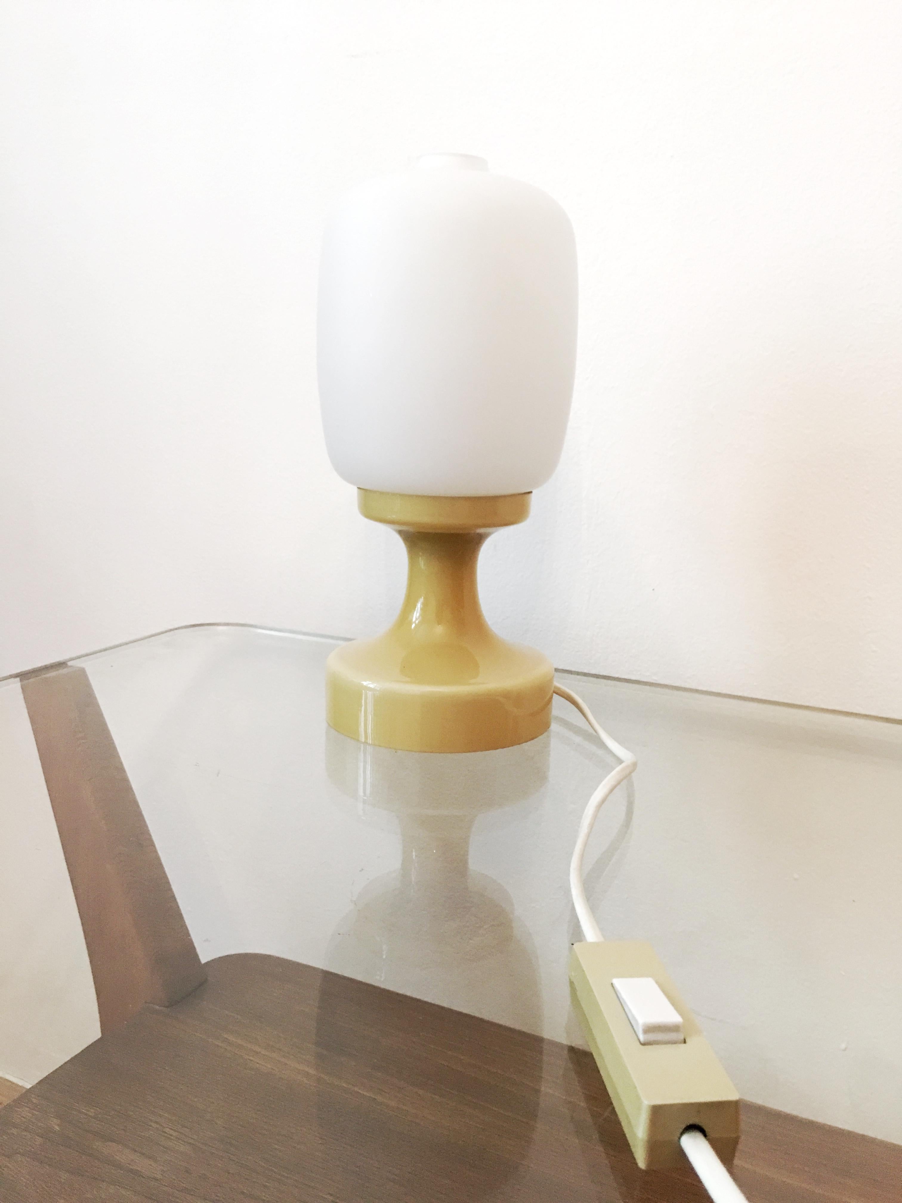 Czech Yellow Glass Table Lamp by Ivan Jakes, 1960s For Sale