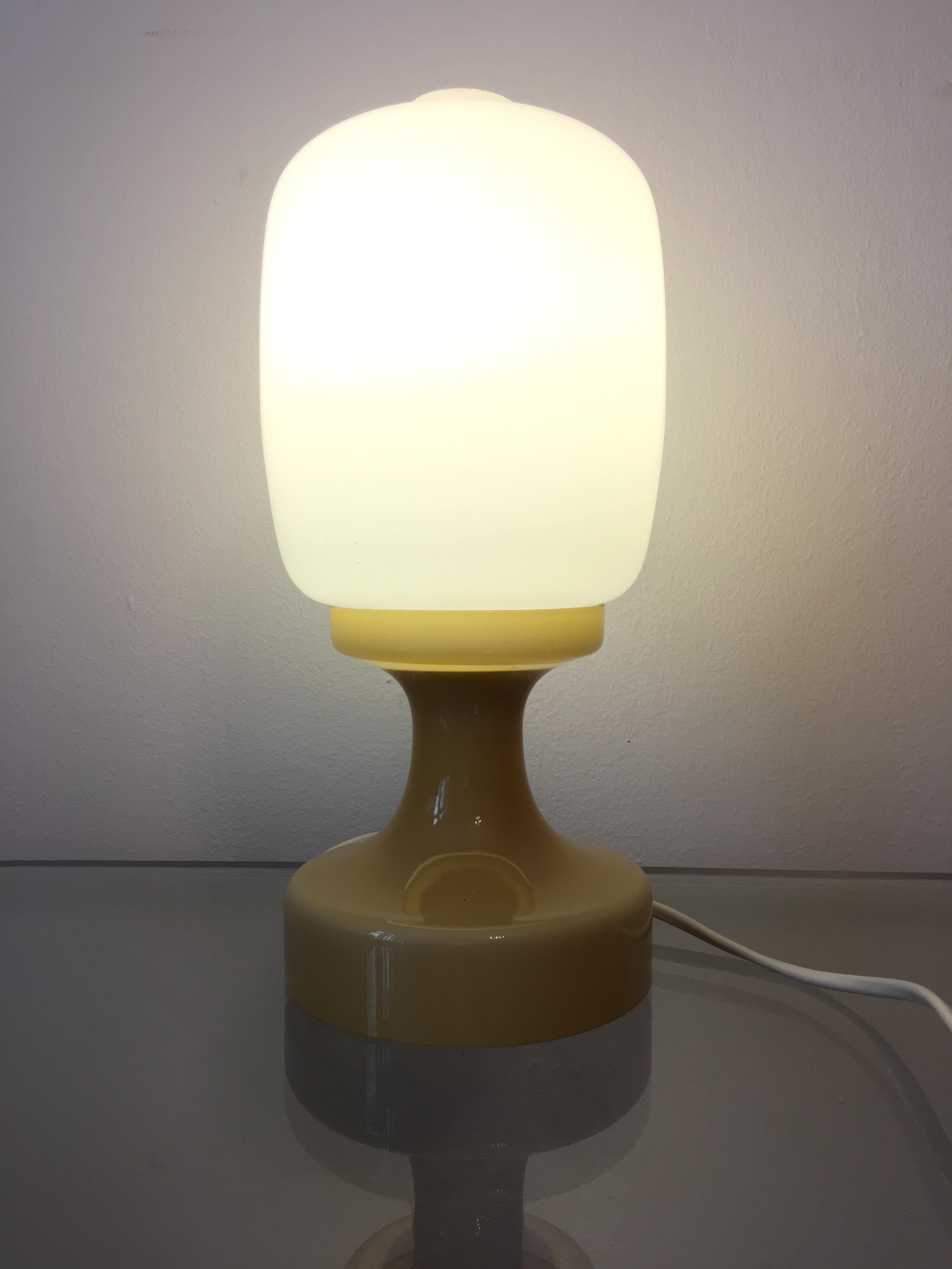Mid-20th Century Yellow Glass Table Lamp by Ivan Jakes, 1960s For Sale