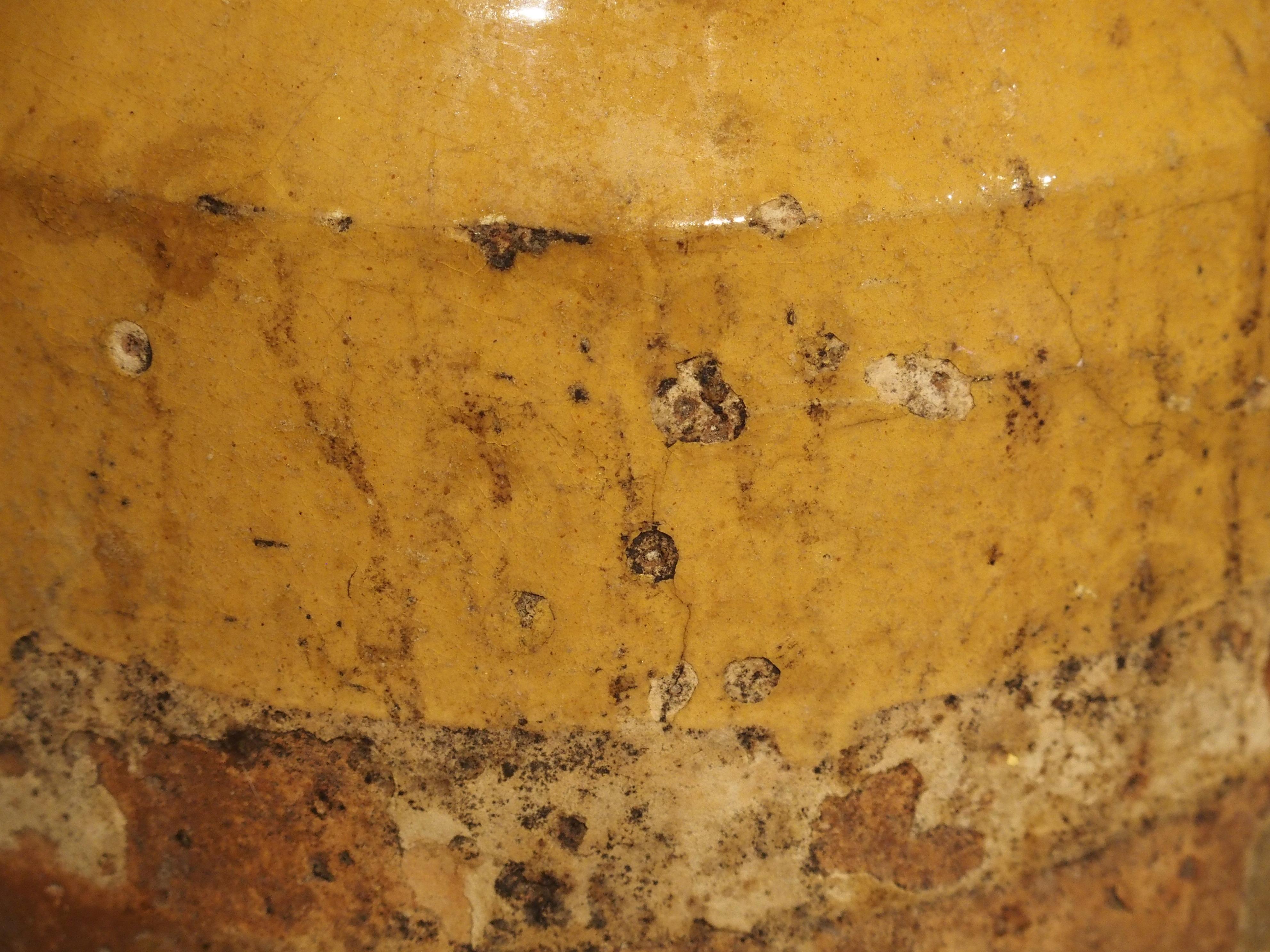 Yellow Glazed Antique French Terracotta Confit Pot, 19th Century 9