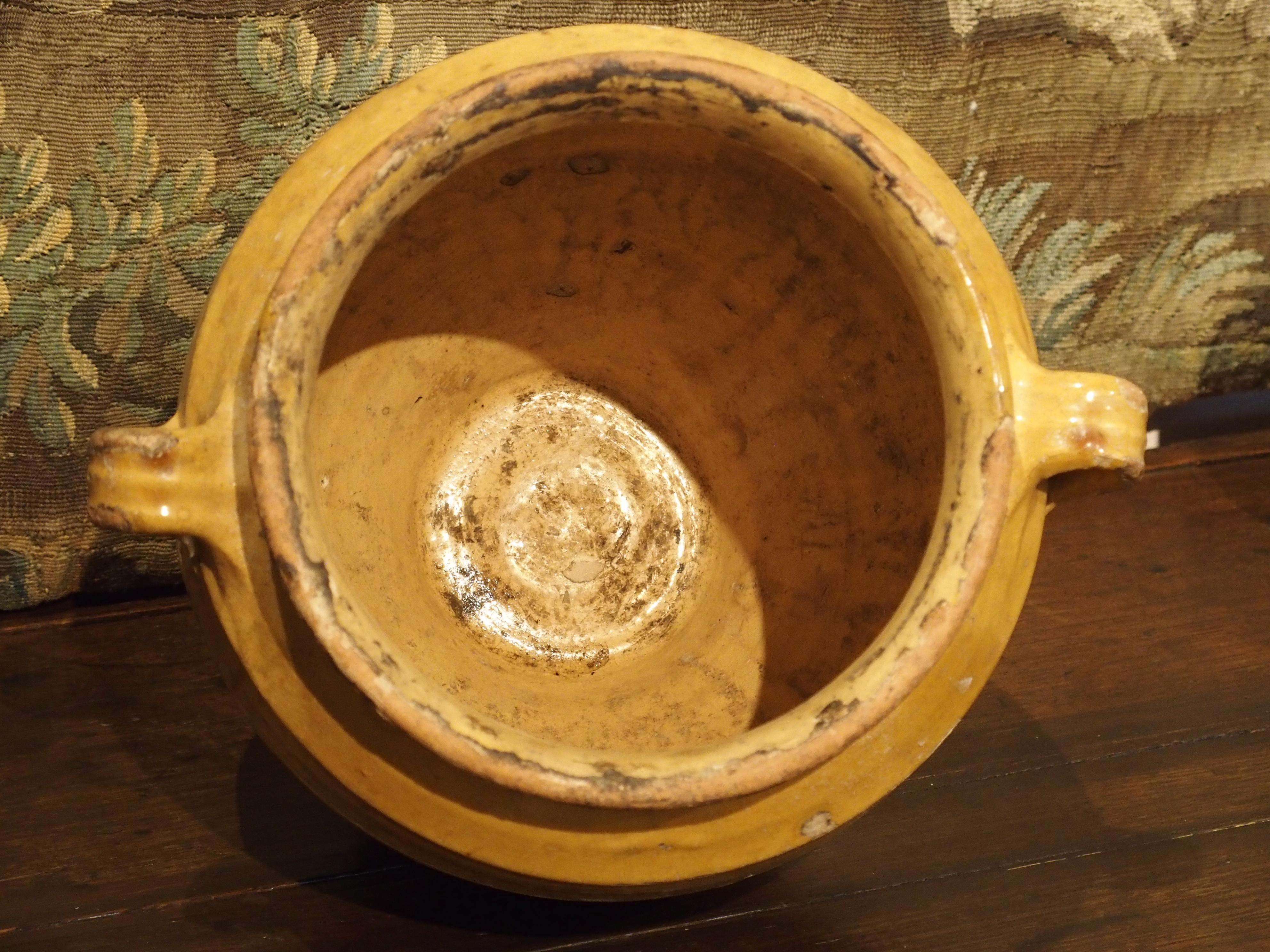 Yellow Glazed Antique French Terracotta Confit Pot, 19th Century 11