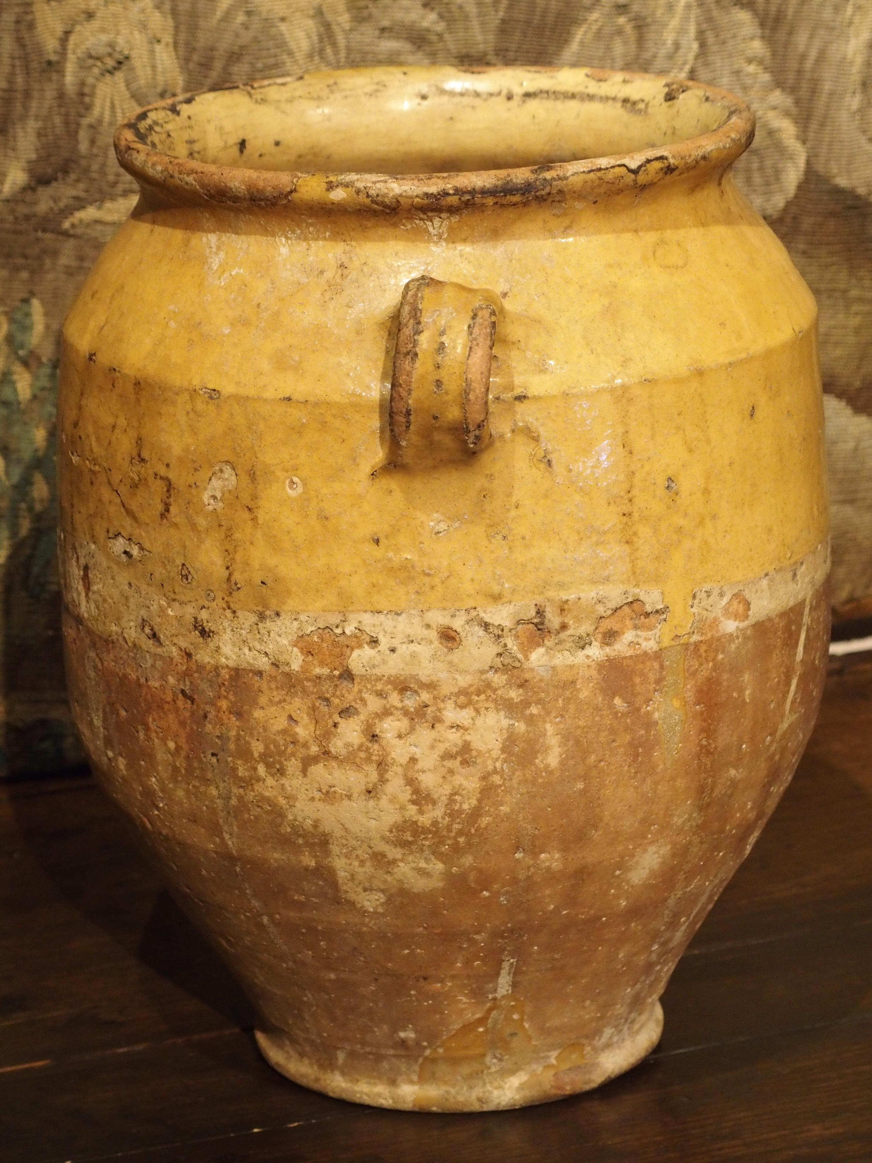 Yellow Glazed Antique French Terracotta Confit Pot, 19th Century 3