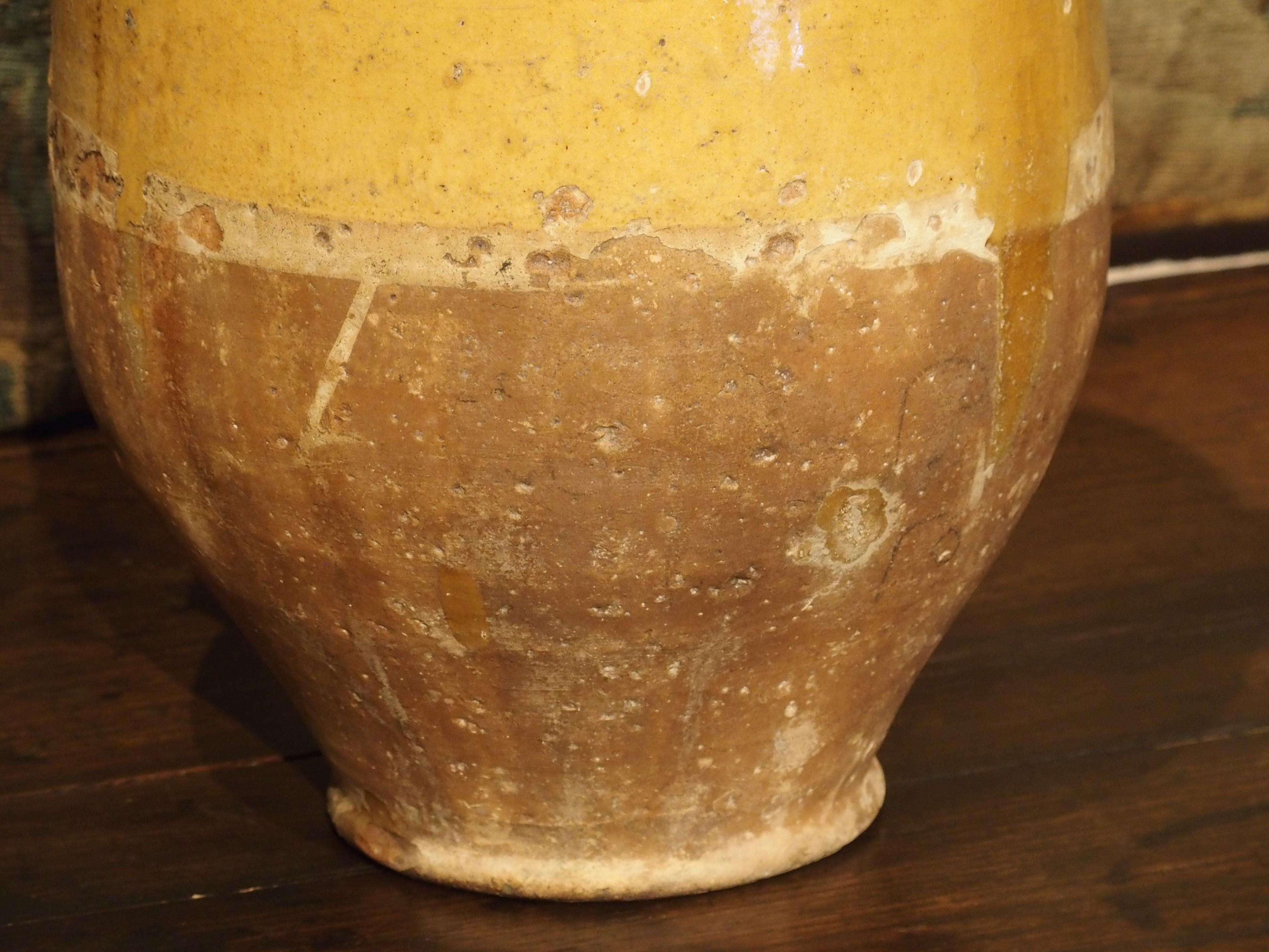 Yellow Glazed Antique French Terracotta Confit Pot, 19th Century 4
