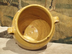 Yellow Glazed Antique French Terracotta Confit Pot