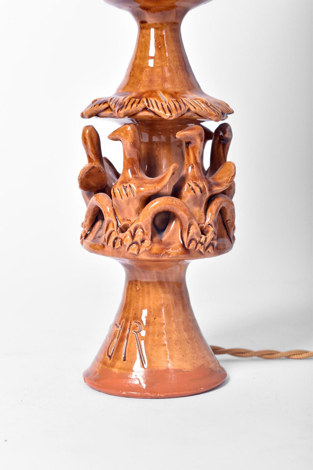 Portugais Lampe en céramique émaillée jaune, années 1970 en vente