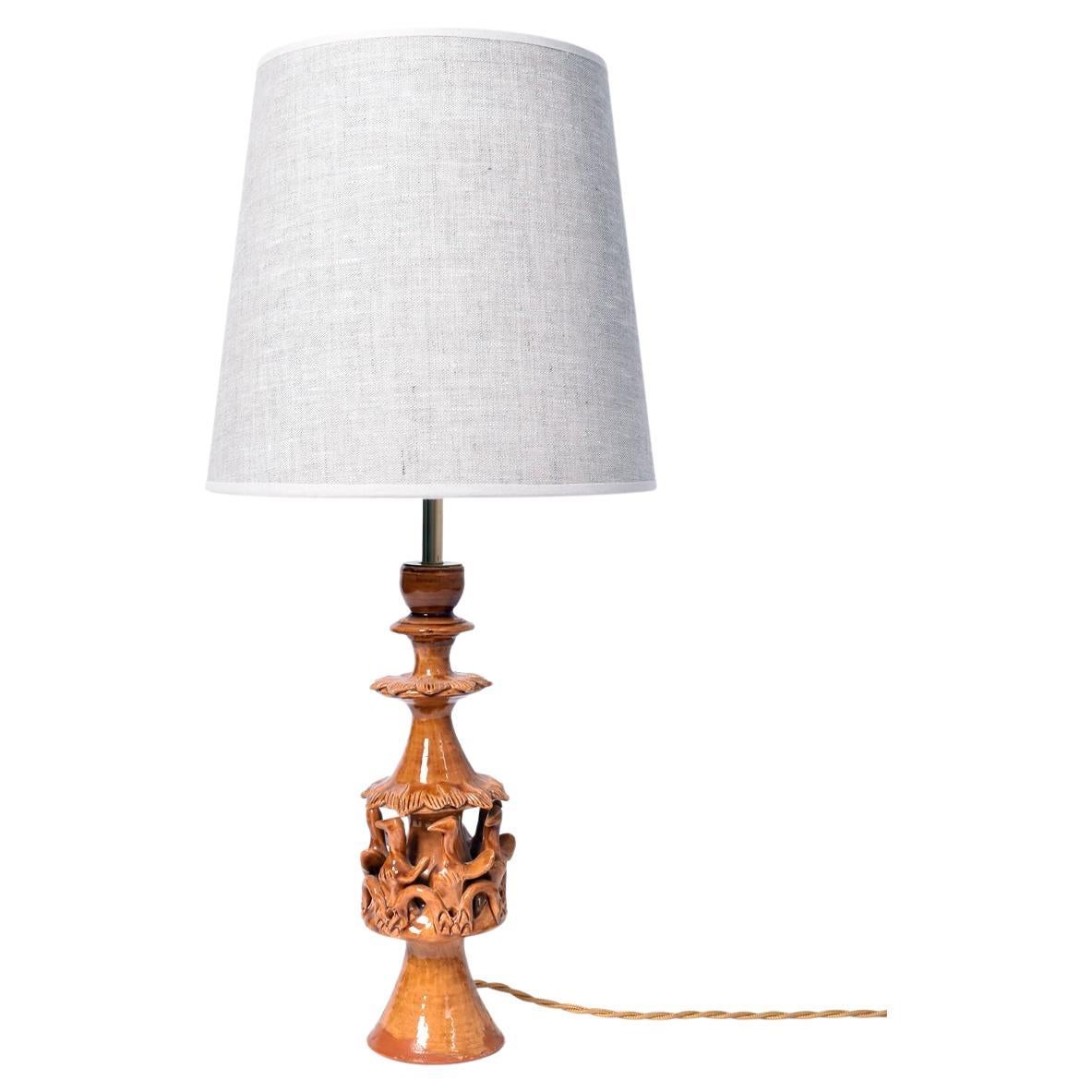 Lampada in ceramica smaltata gialla, anni '70.