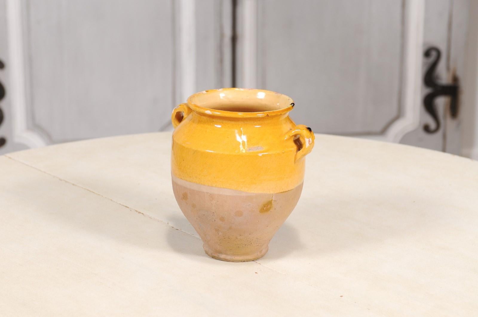 Yellow Glazed French Provincial Double Handled Pot à Confit Pottery 1