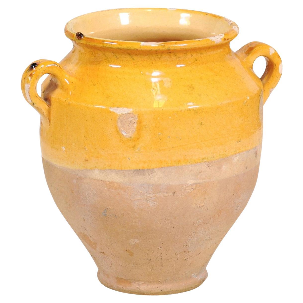 Yellow Glazed French Provincial Double Handled Pot à Confit Pottery