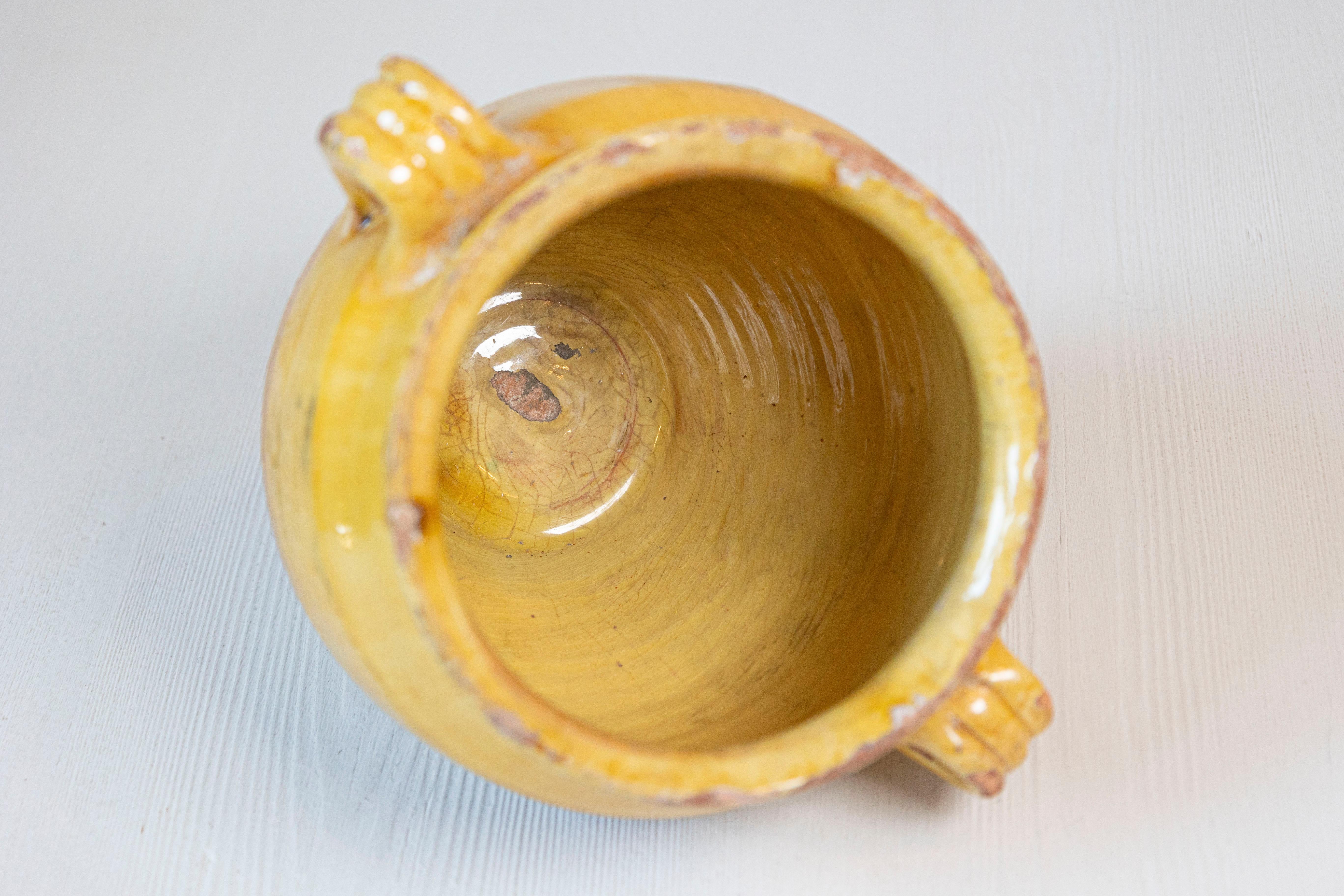 Yellow Glazed French Provincial Double Pot à Confit with Rustic Character 6