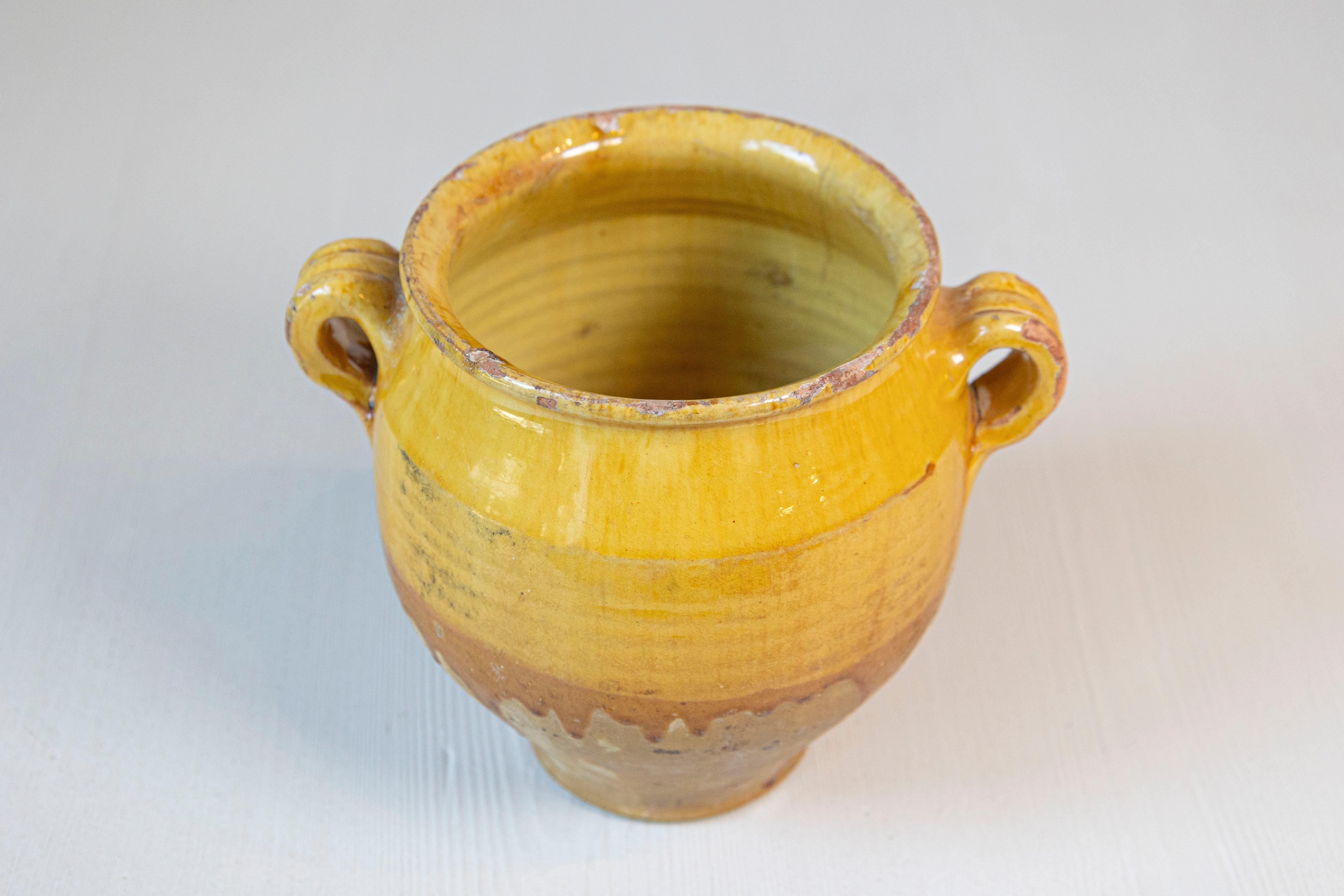Yellow Glazed French Provincial Double Pot à Confit with Rustic Character 1