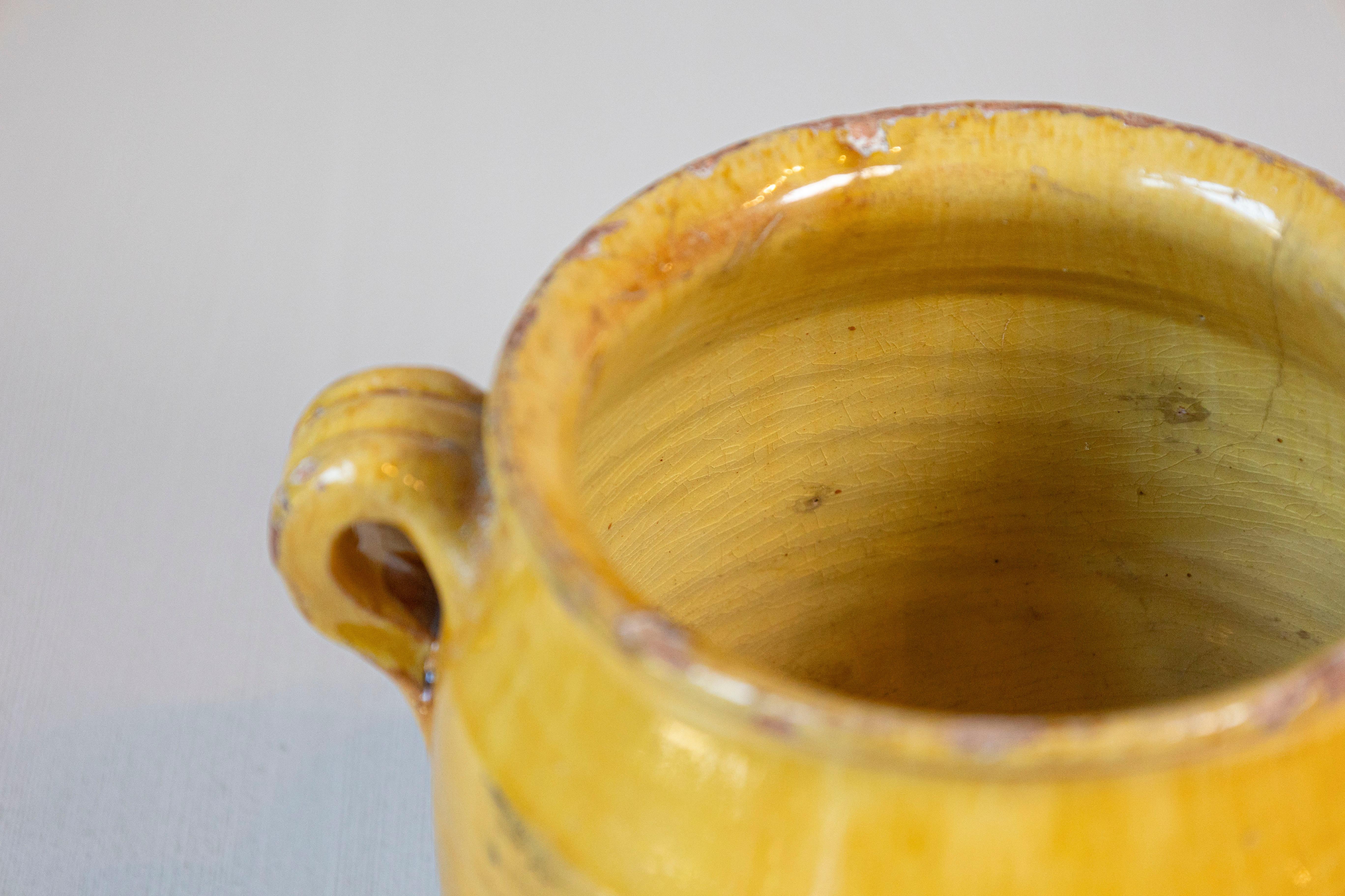 Yellow Glazed French Provincial Double Pot à Confit with Rustic Character 2