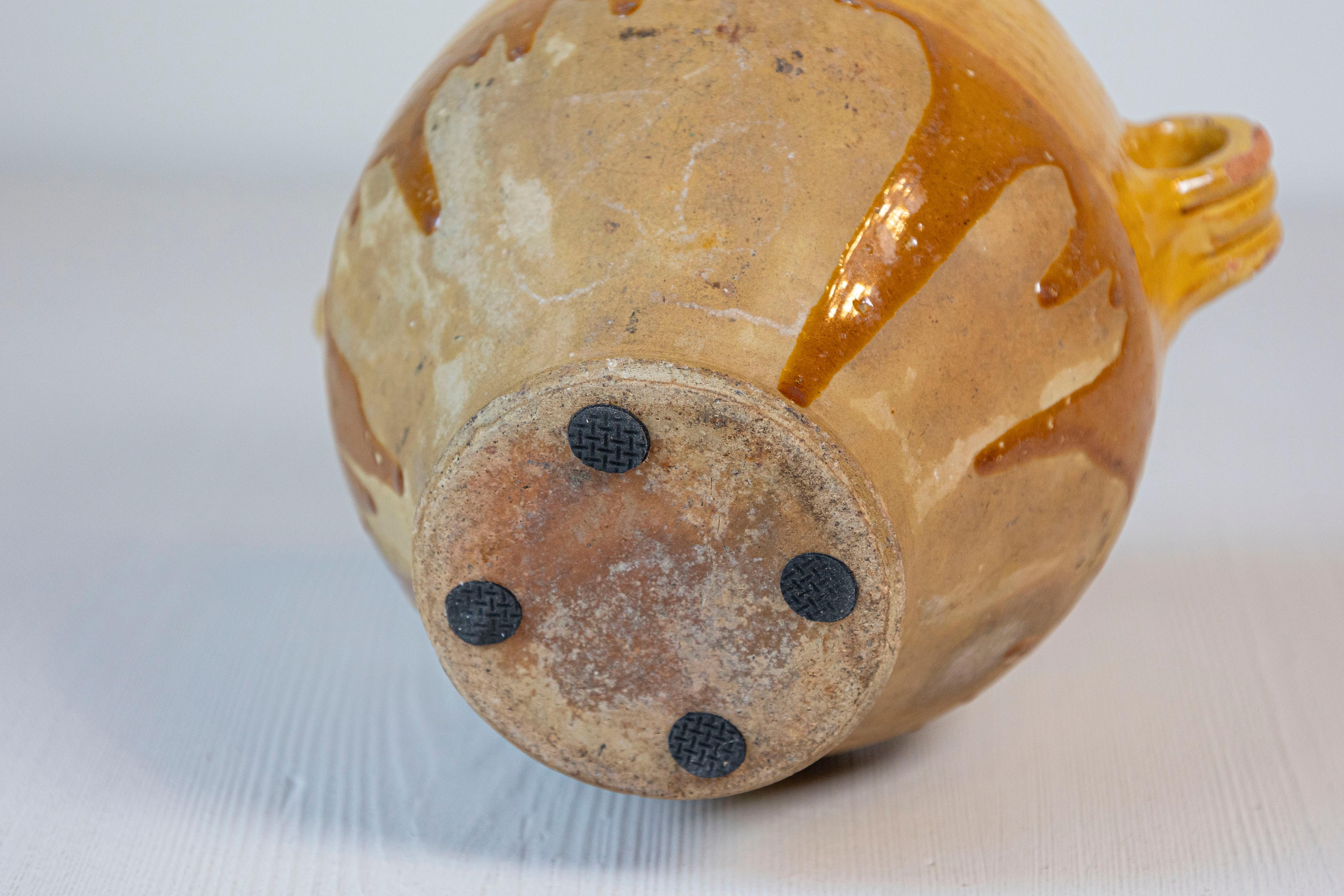 Yellow Glazed French Provincial Double Pot à Confit with Rustic Character 3