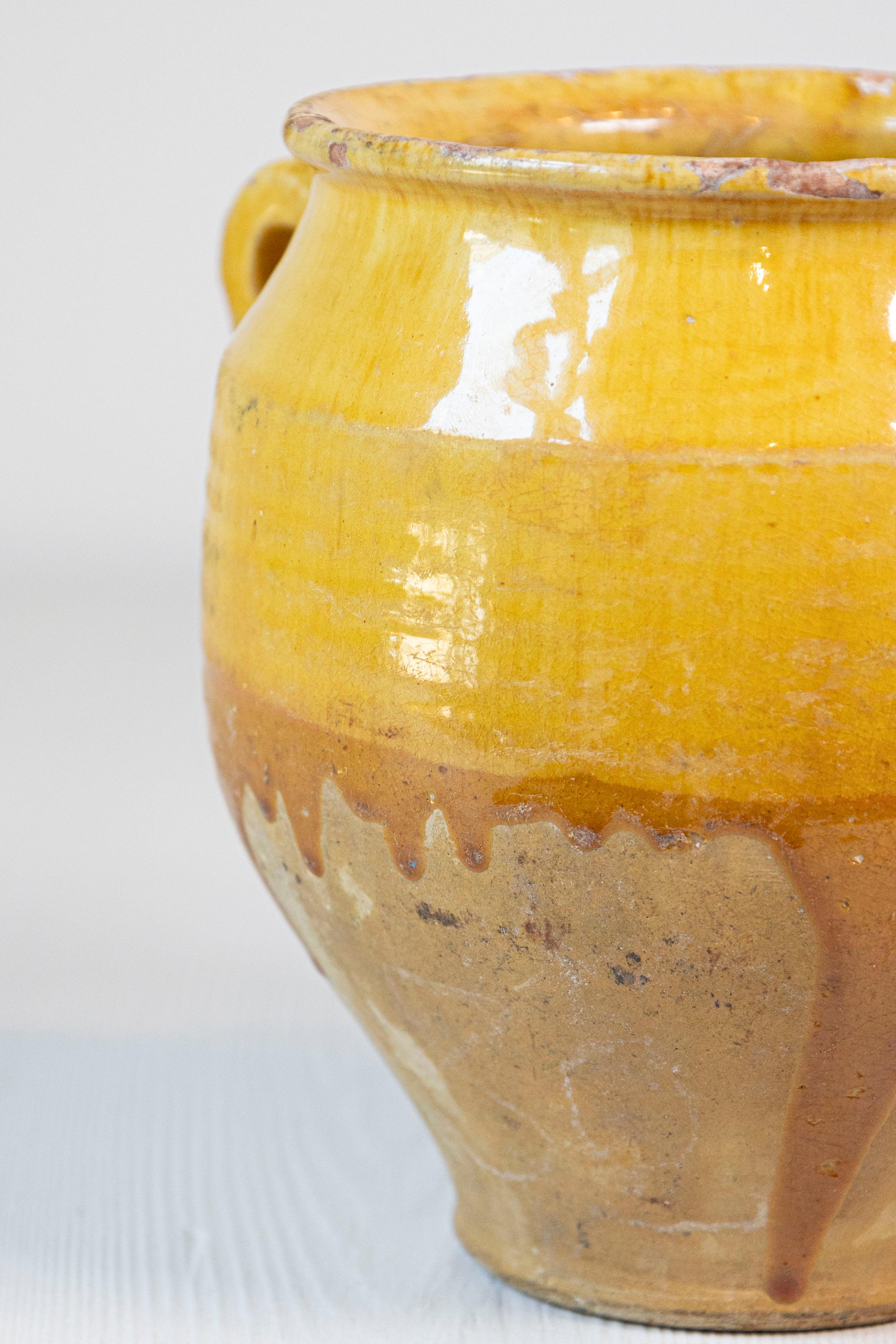 Yellow Glazed French Provincial Double Pot à Confit with Rustic Character 4