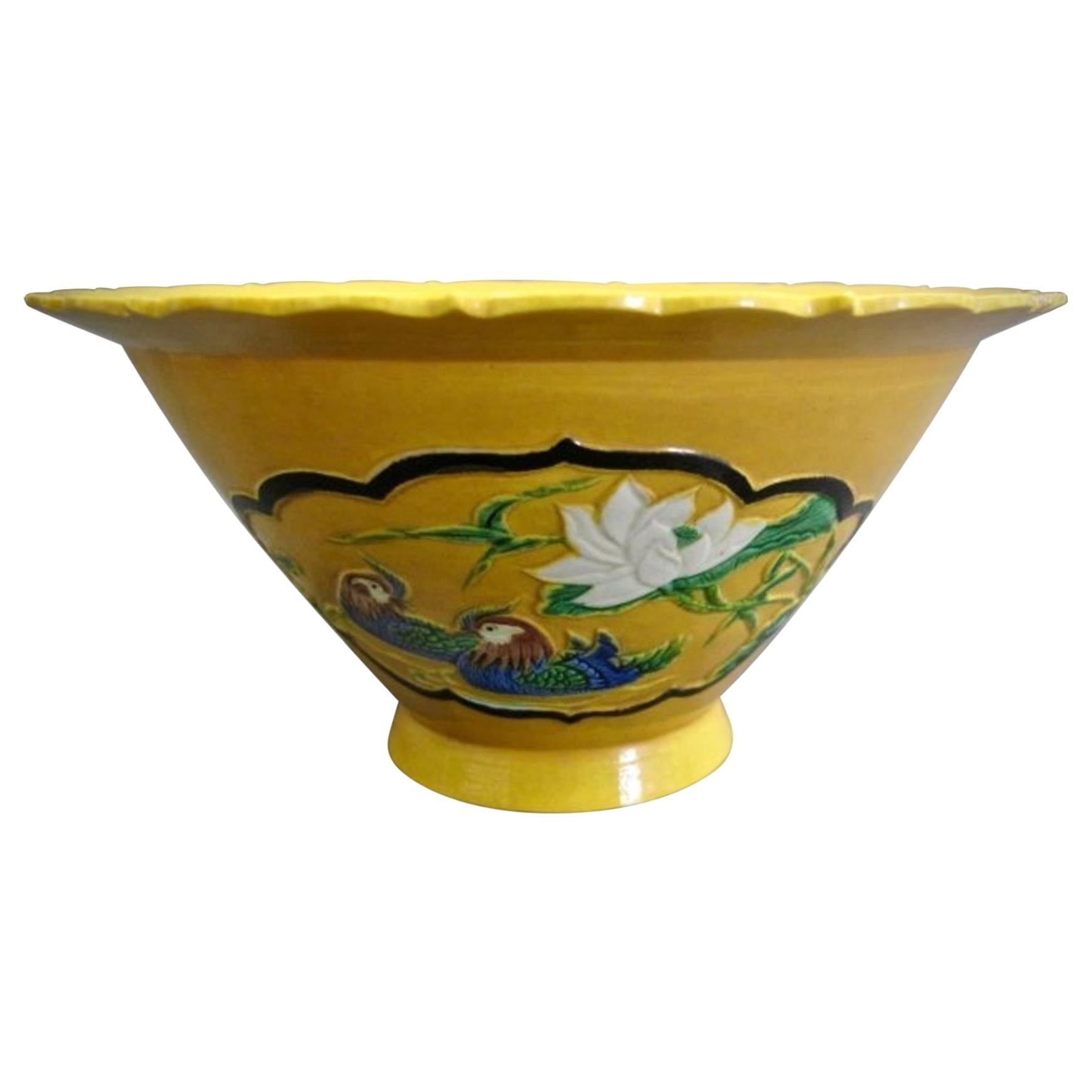 Yellow Glazed Porcelain Bowl For Sale